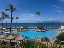Resort pool next to the ocean