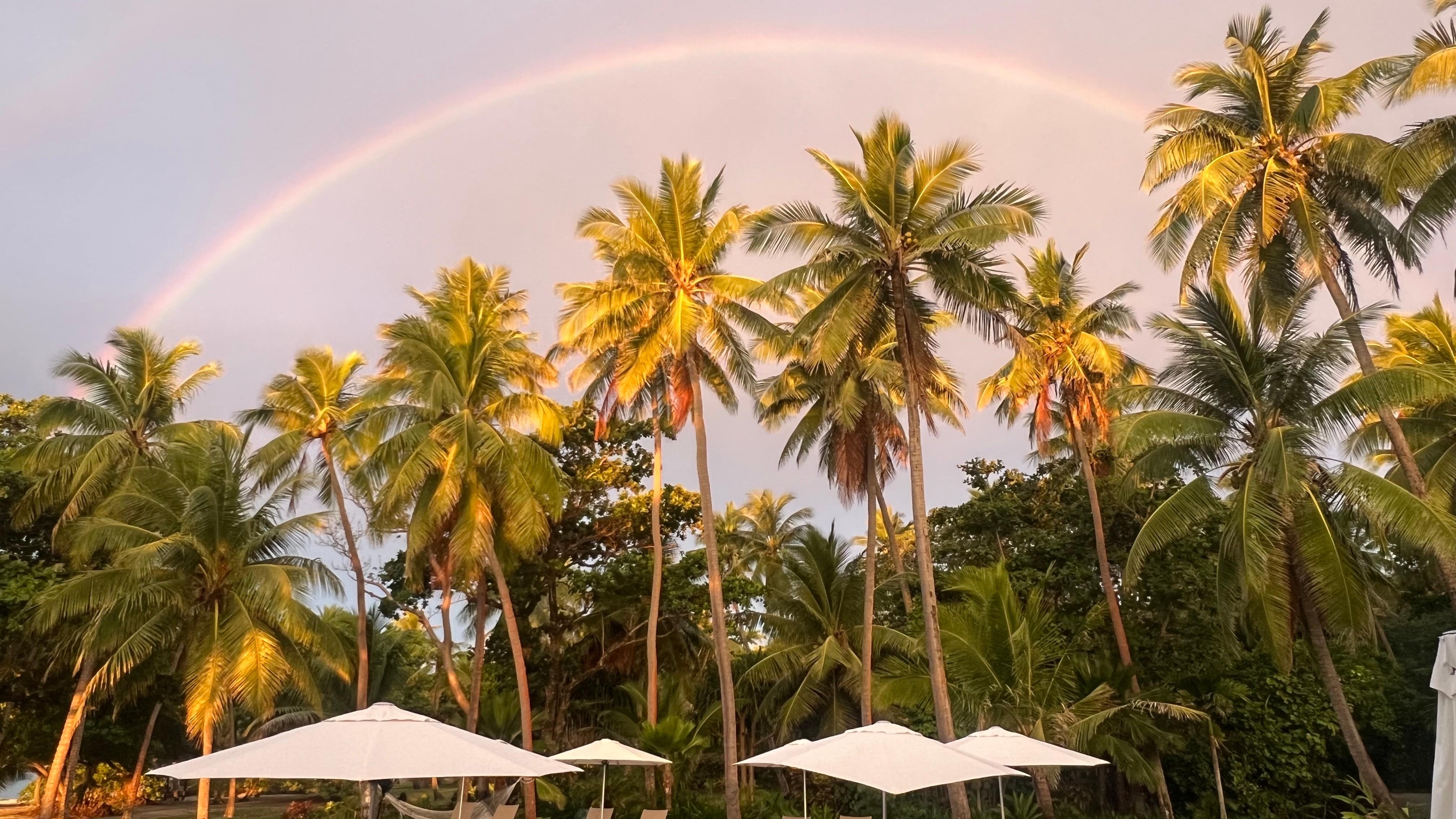 Sunset in one direction and rainbow in the other 