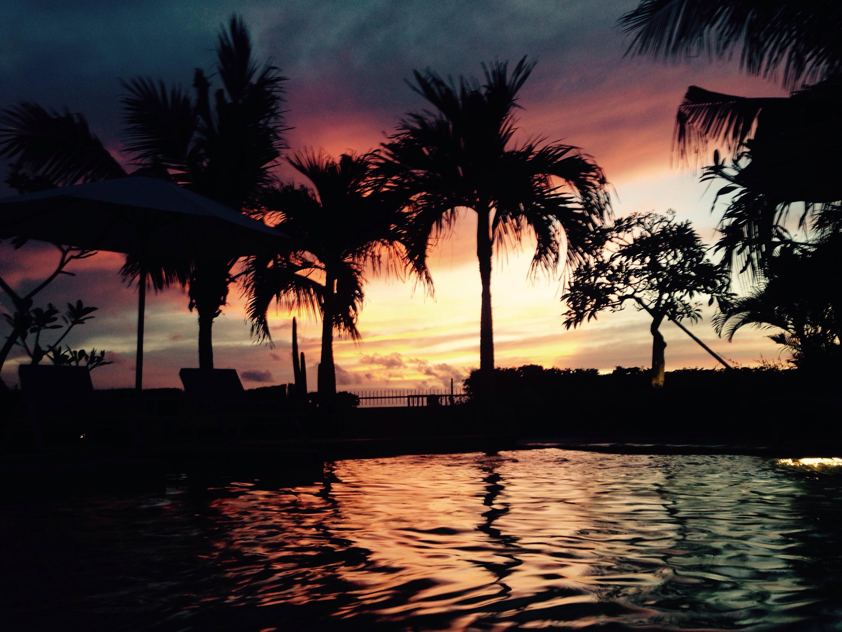 Sunset by the pool