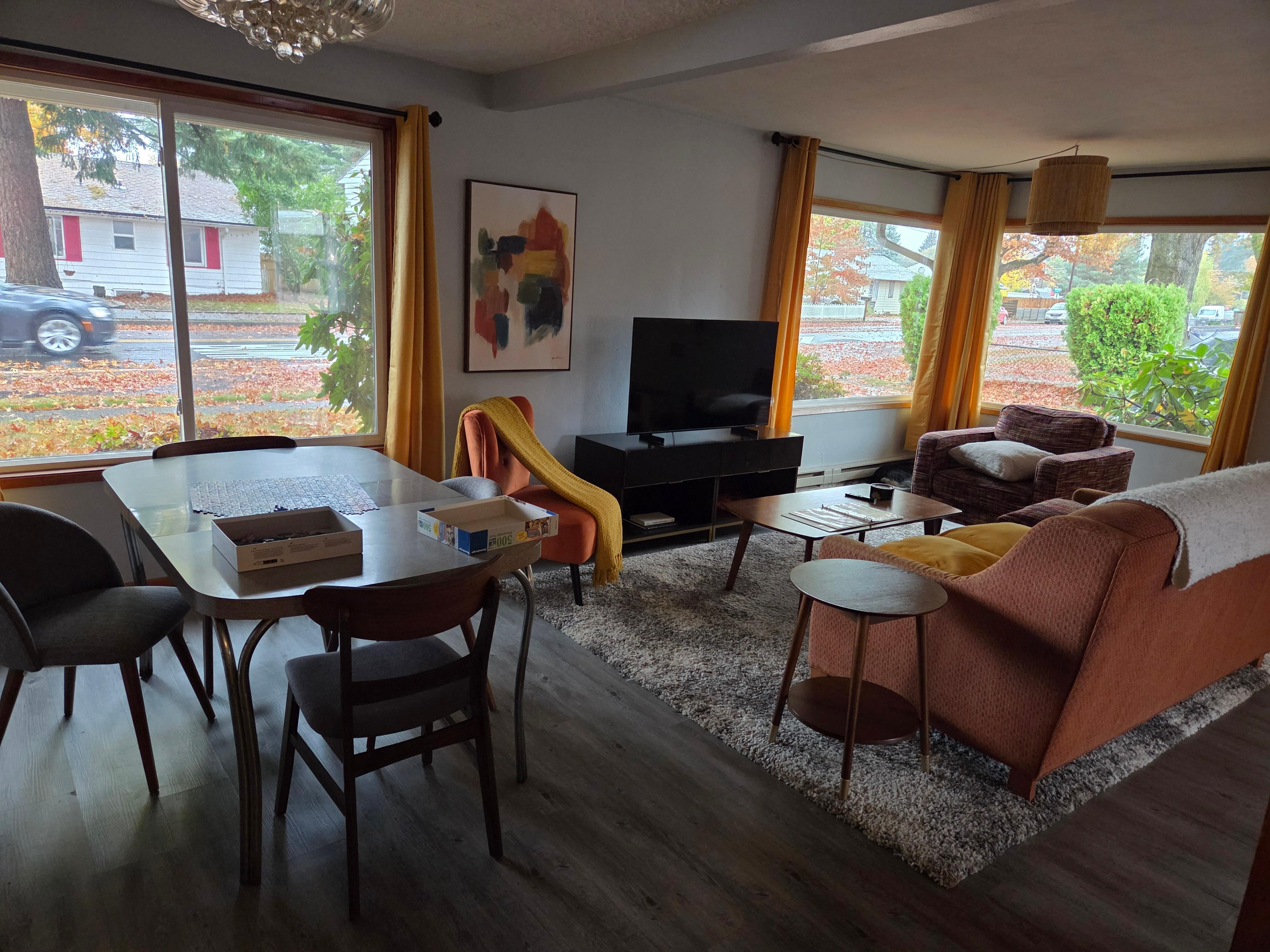 Living room. I loved the windows 