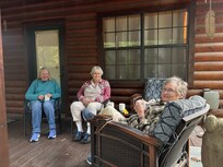 Relaxing on the porch and enjoying the pond.