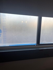 Plastic on the window and a cracked widow