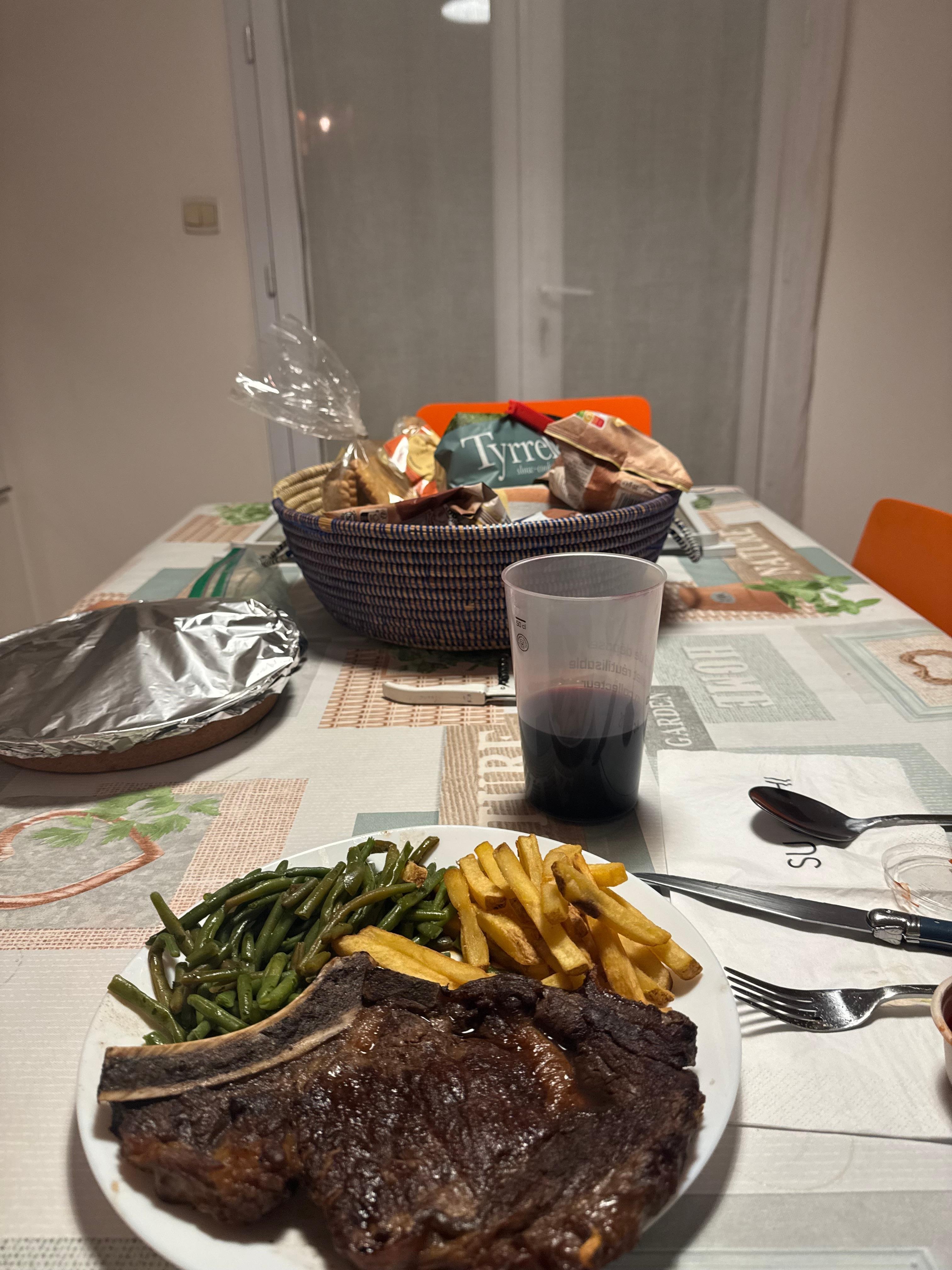 Dinner made at the house using the outdoor grill. 