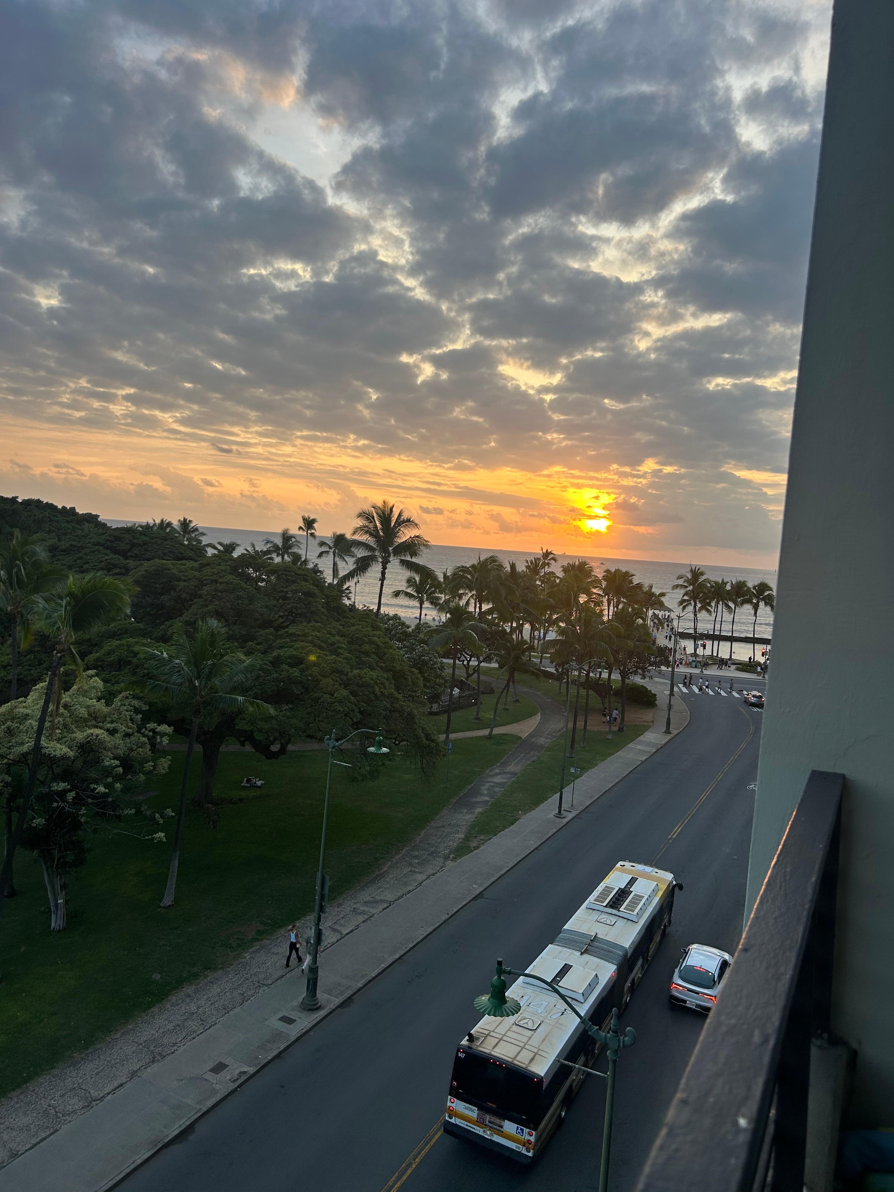 Evening sunset in January