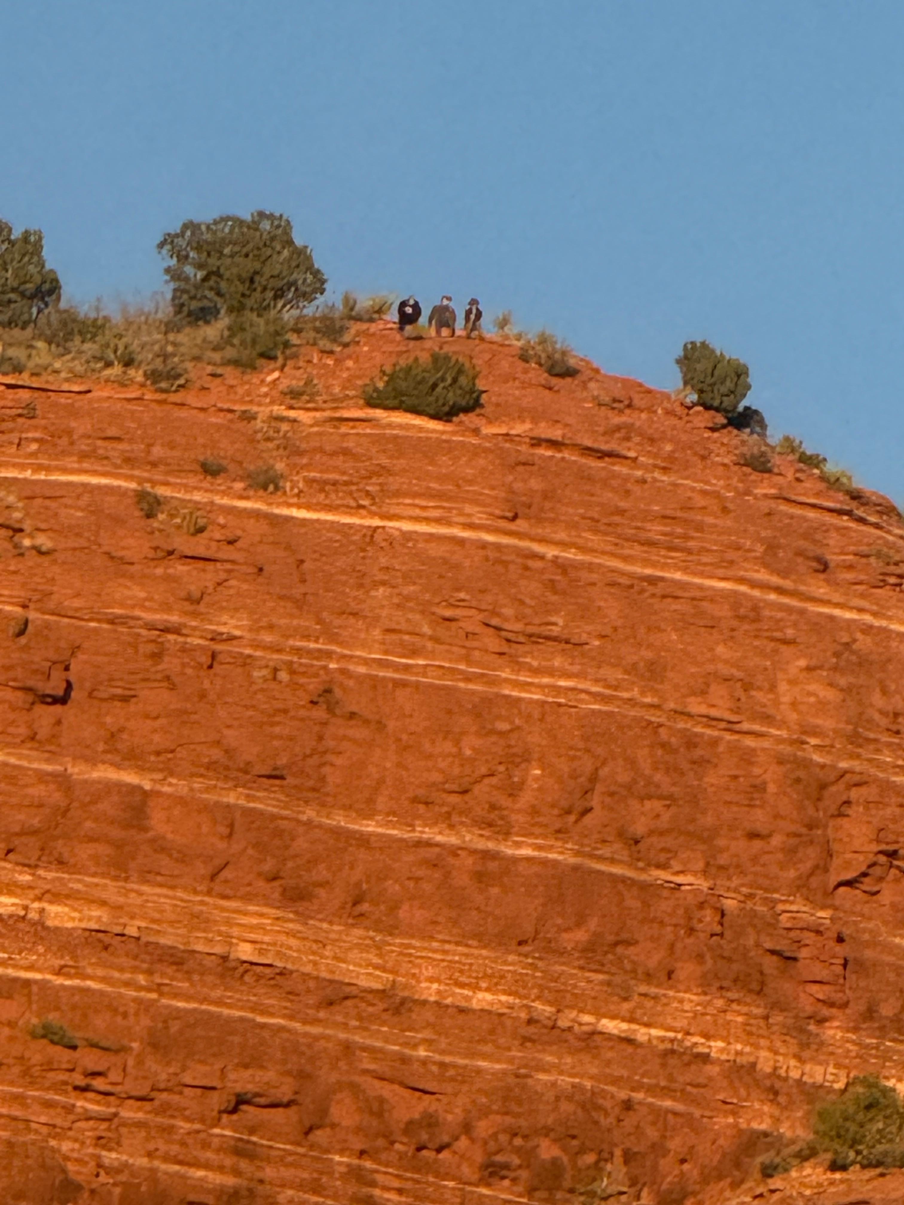 View out the patio watching people climb to the top.