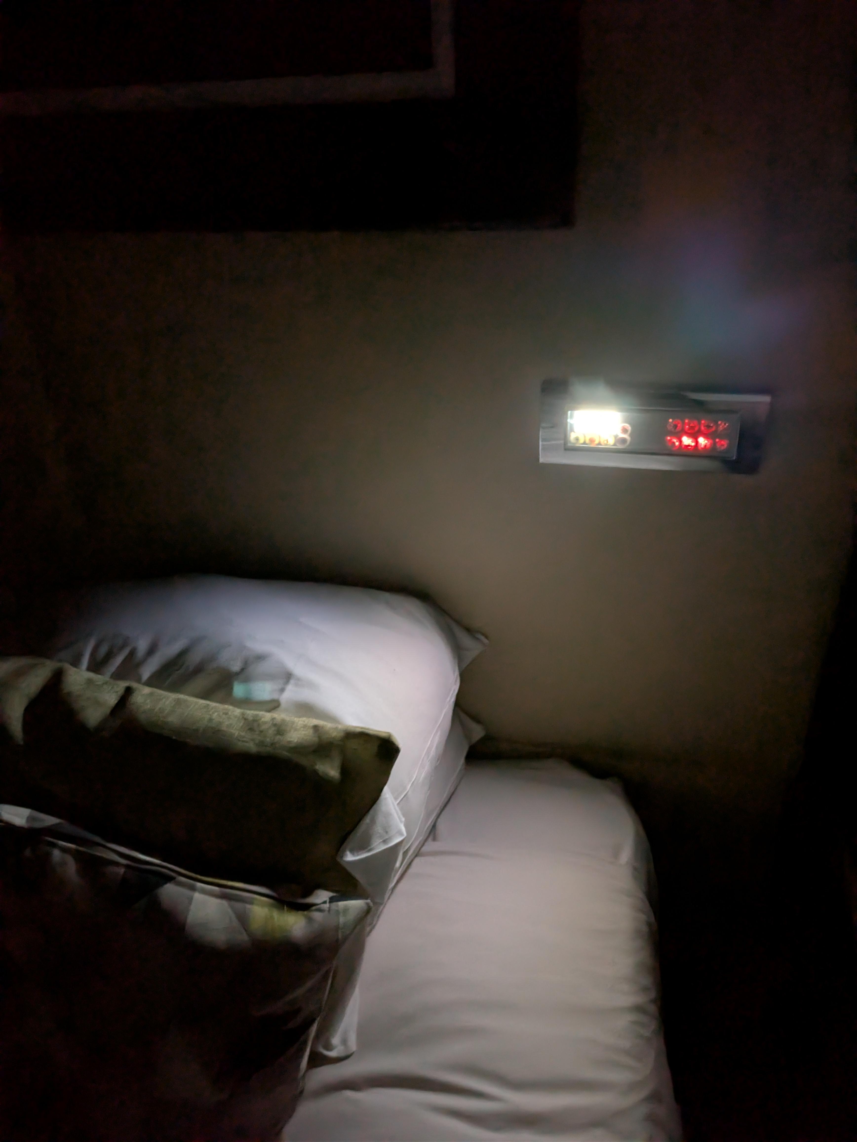 This was the thermostat lit up next to my pillow