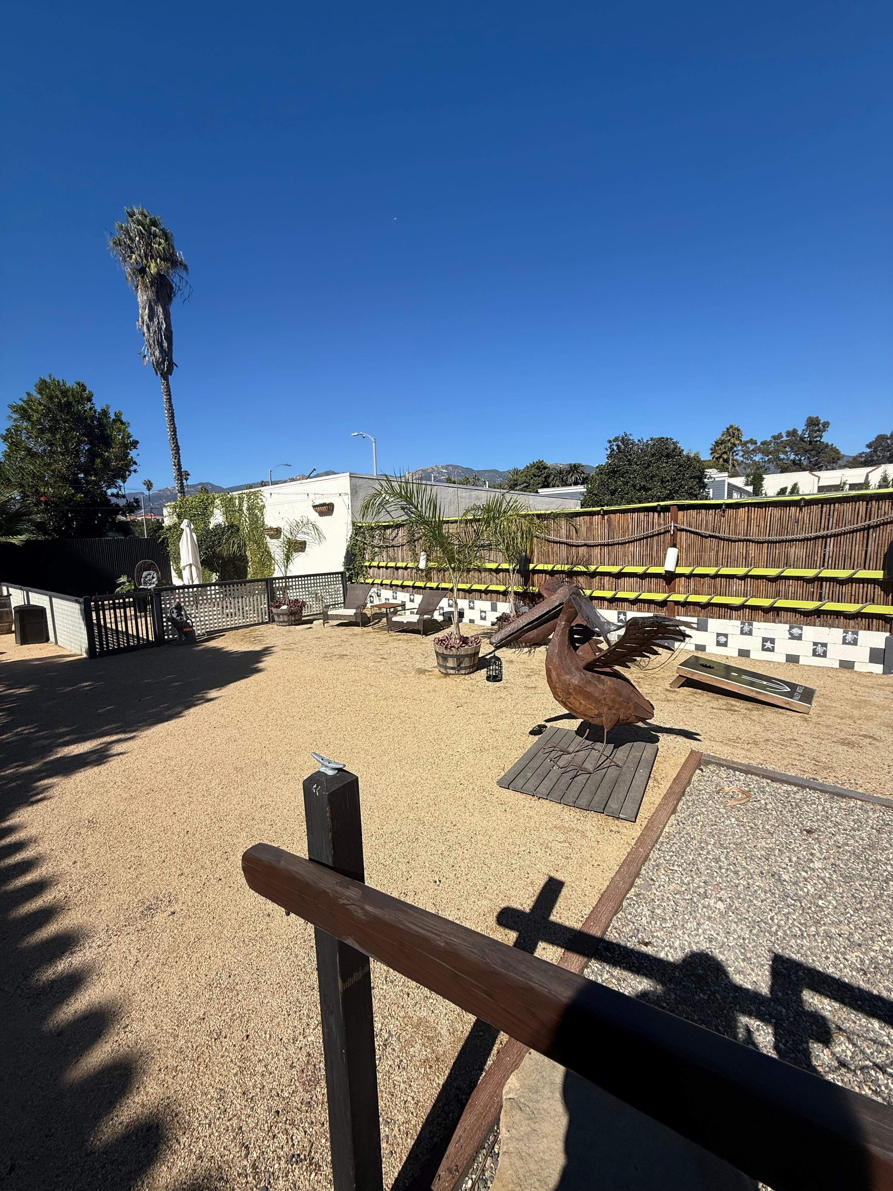 Corn hole and sitting area