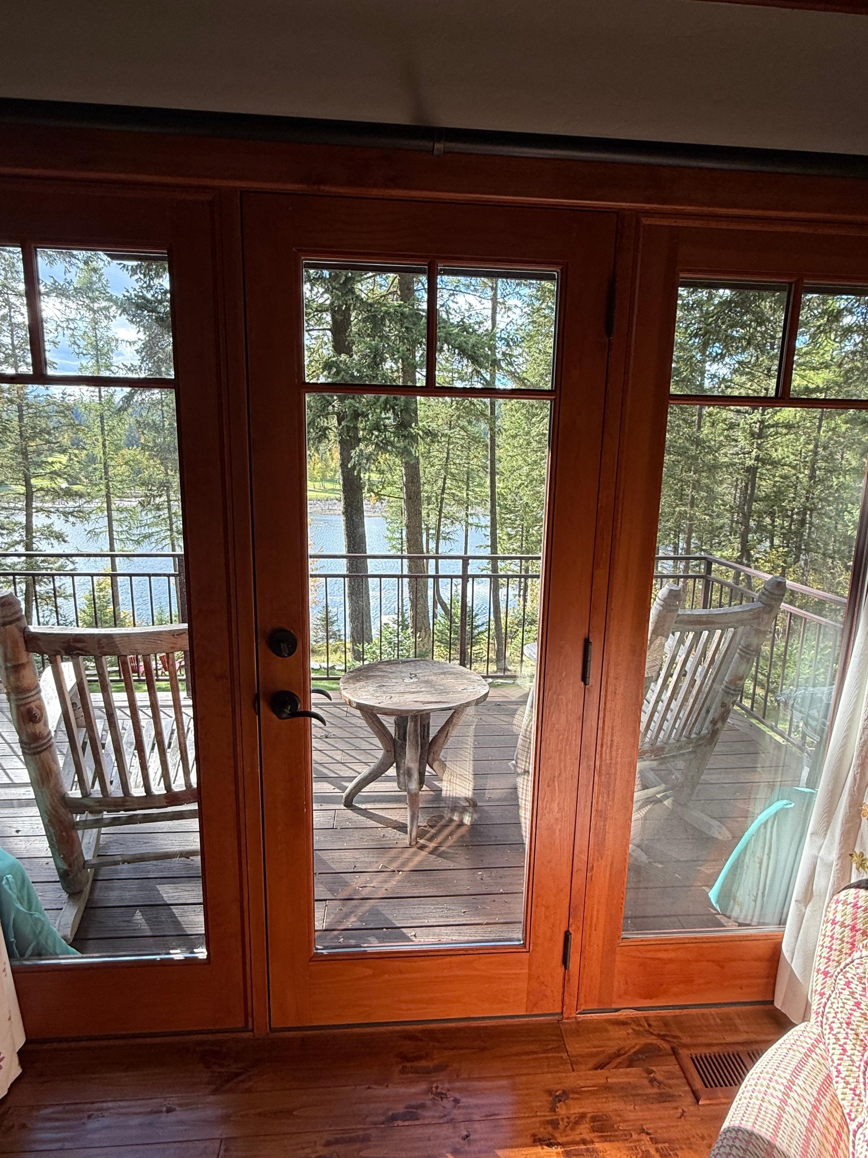 Looking out from cozy living room 