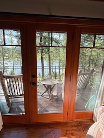 Looking out from cozy living room