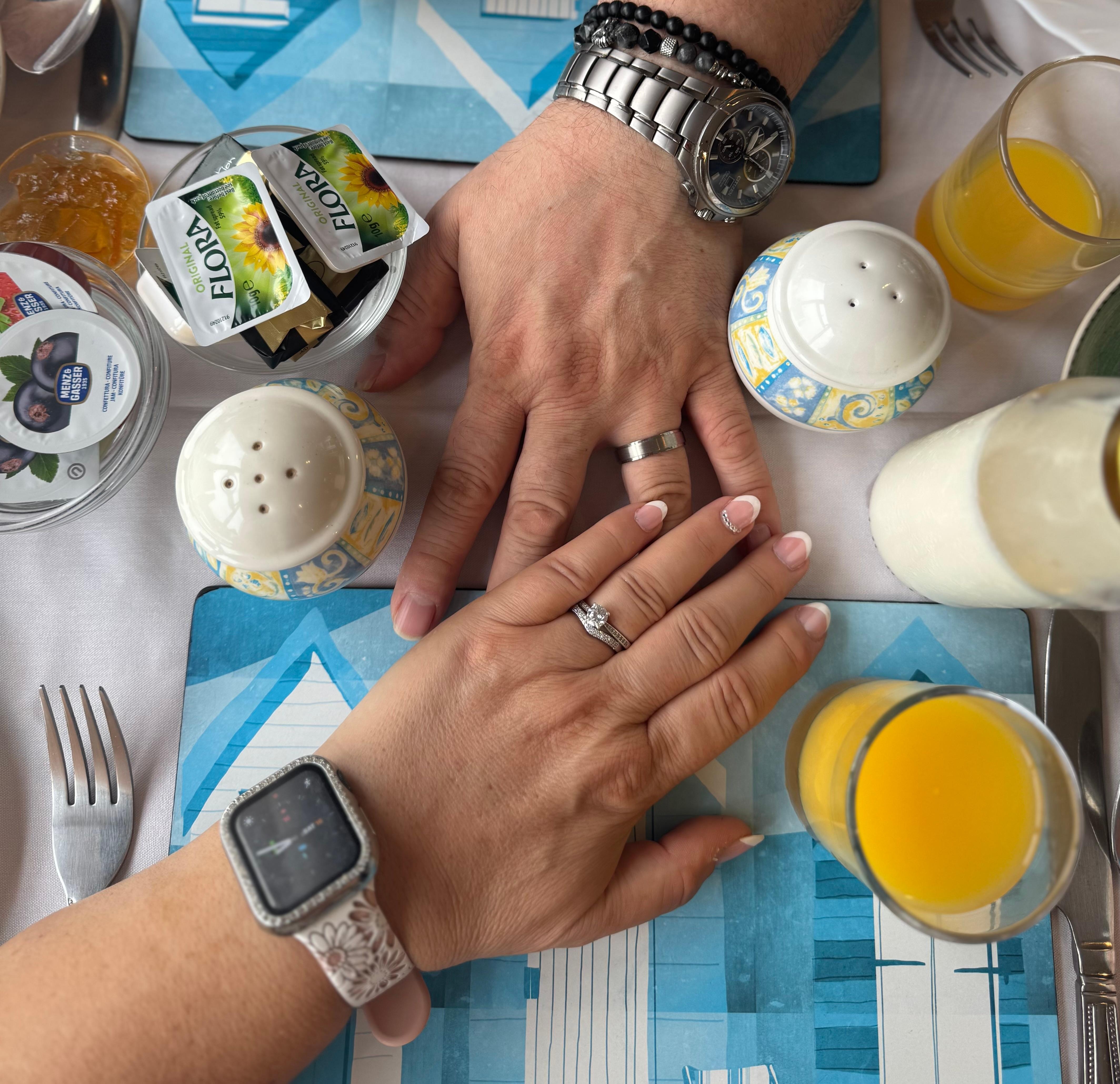Newlyweds having brekkie