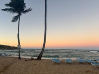 Beautiful beach, private to hotel, large waves with no lifeguard on duty.