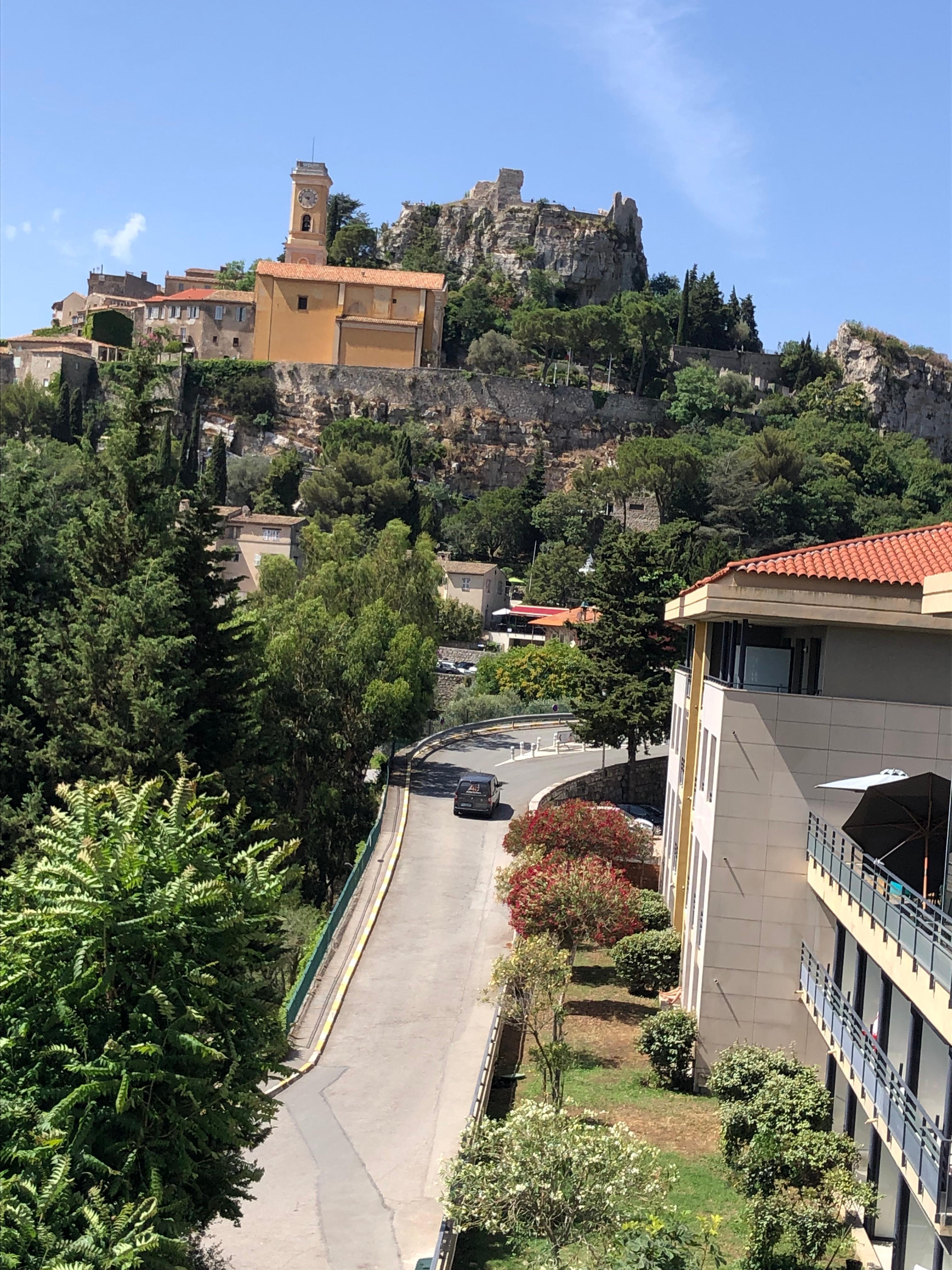 Looking from our balcony/garden up to the Medieval city.