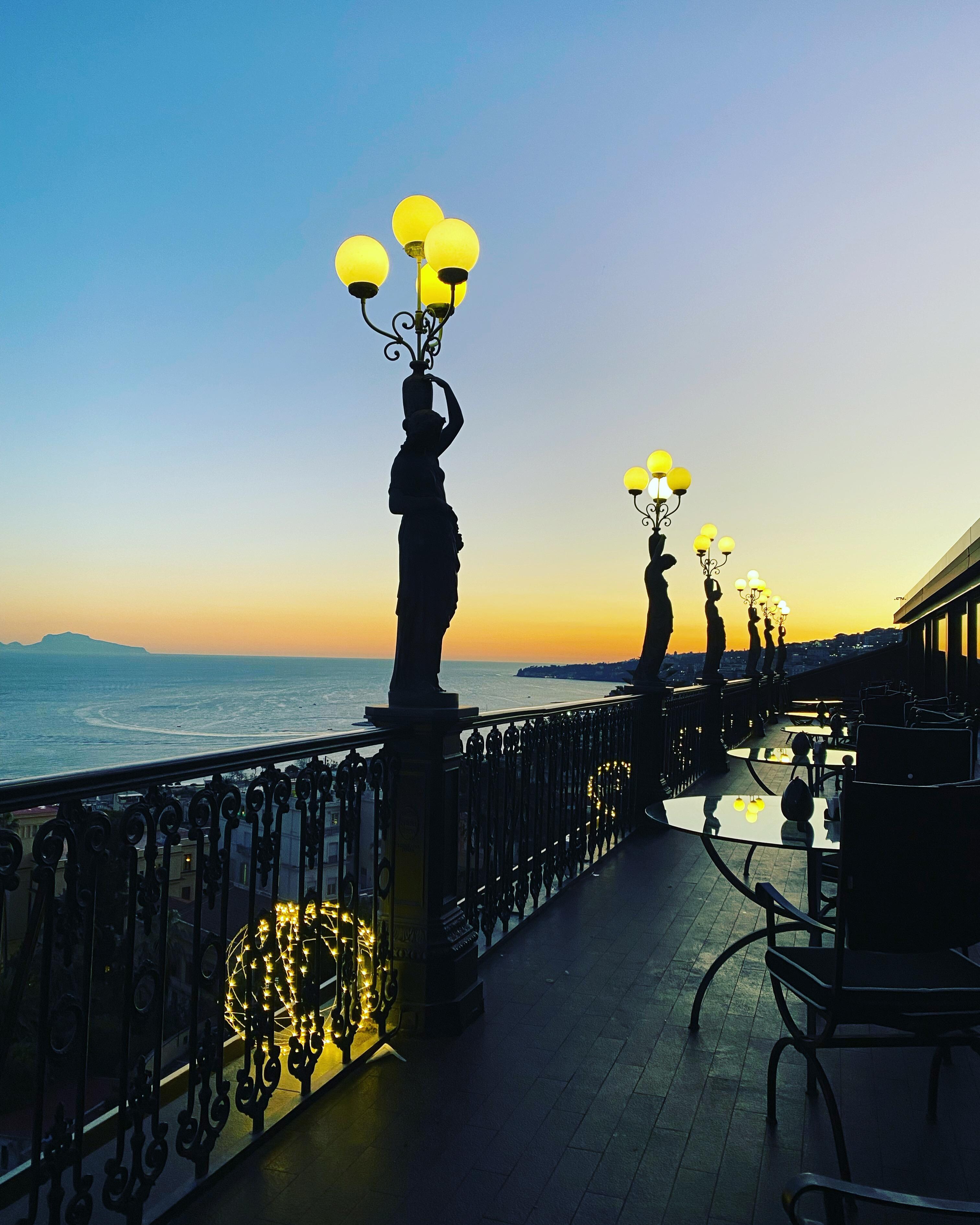 Drinks on the balcony at night!