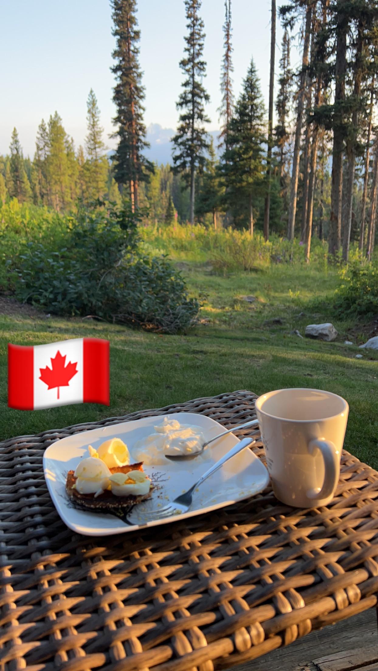 View from my patio with breakfast made in the room.