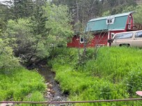 The barn and the creek.
