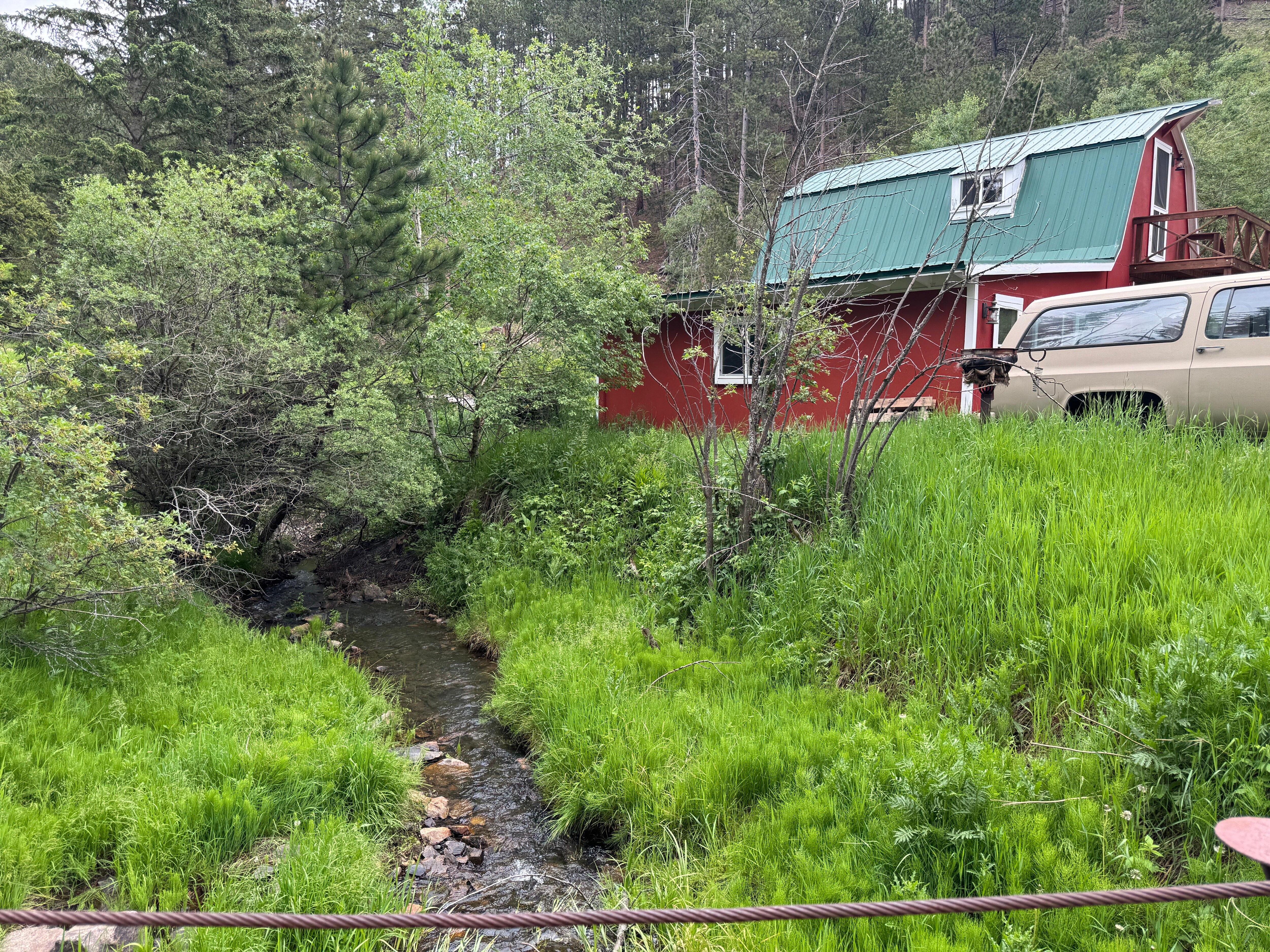 The barn and the creek. 