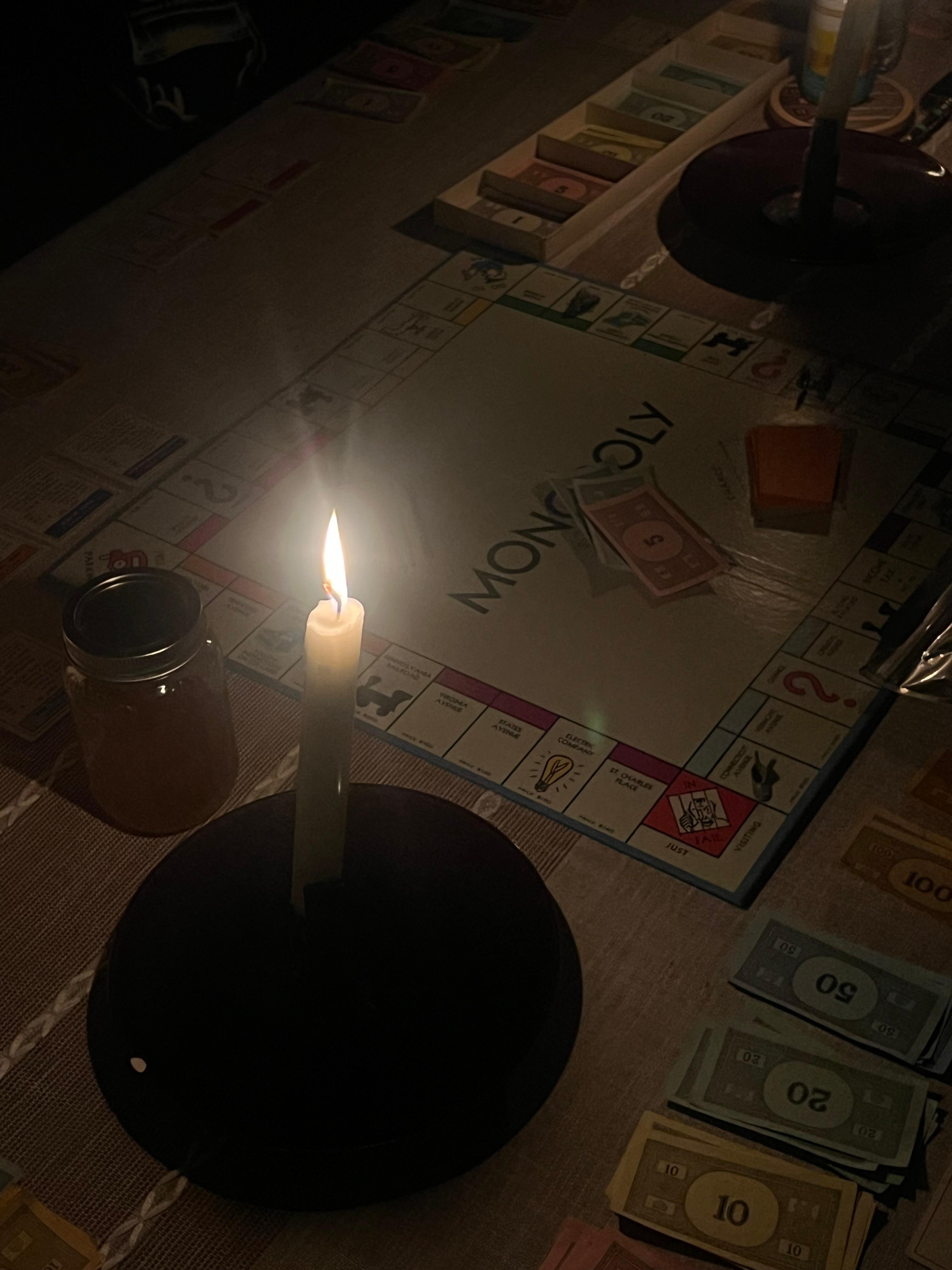 Monopoly by candle-light