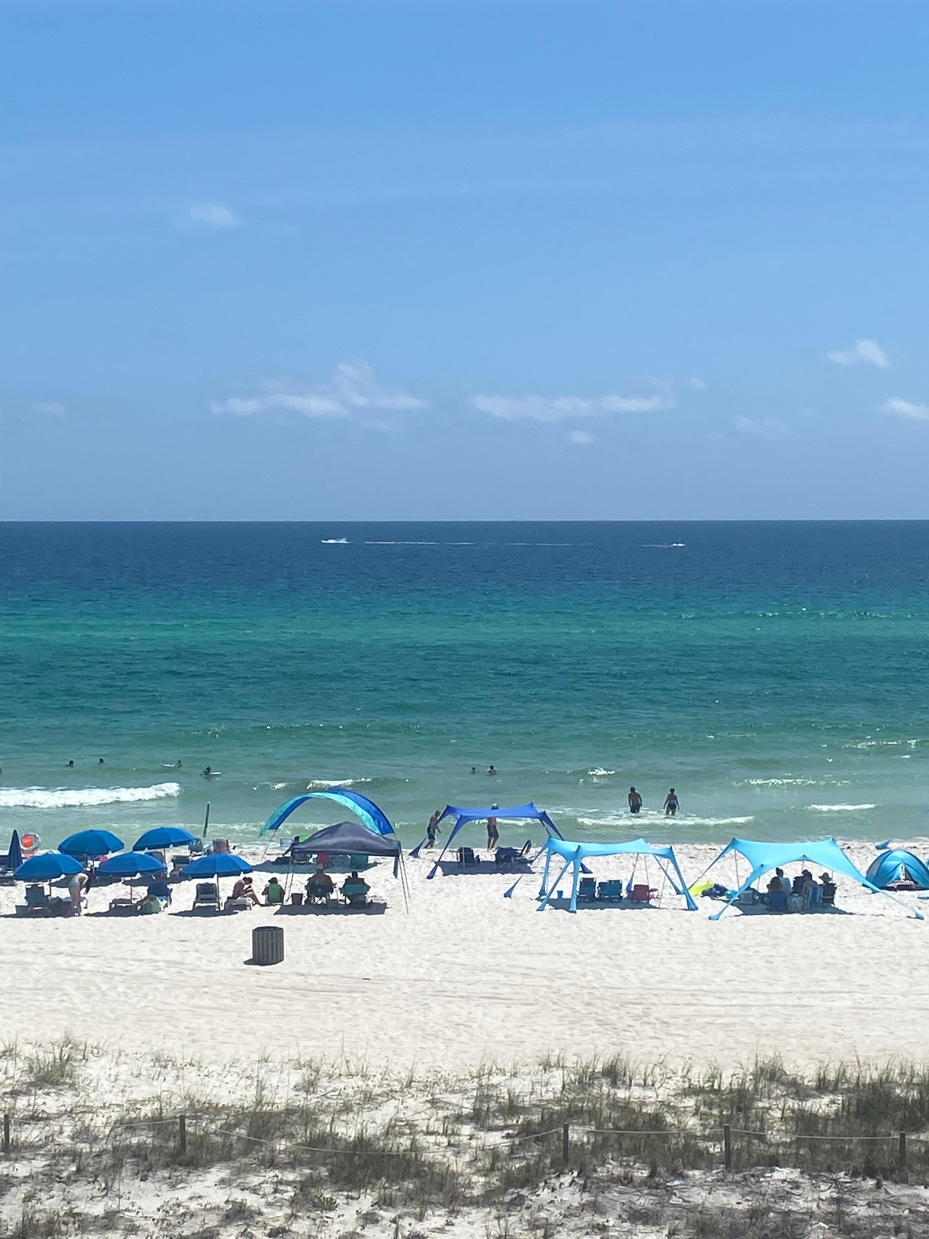 Looking off the balcony at the beach