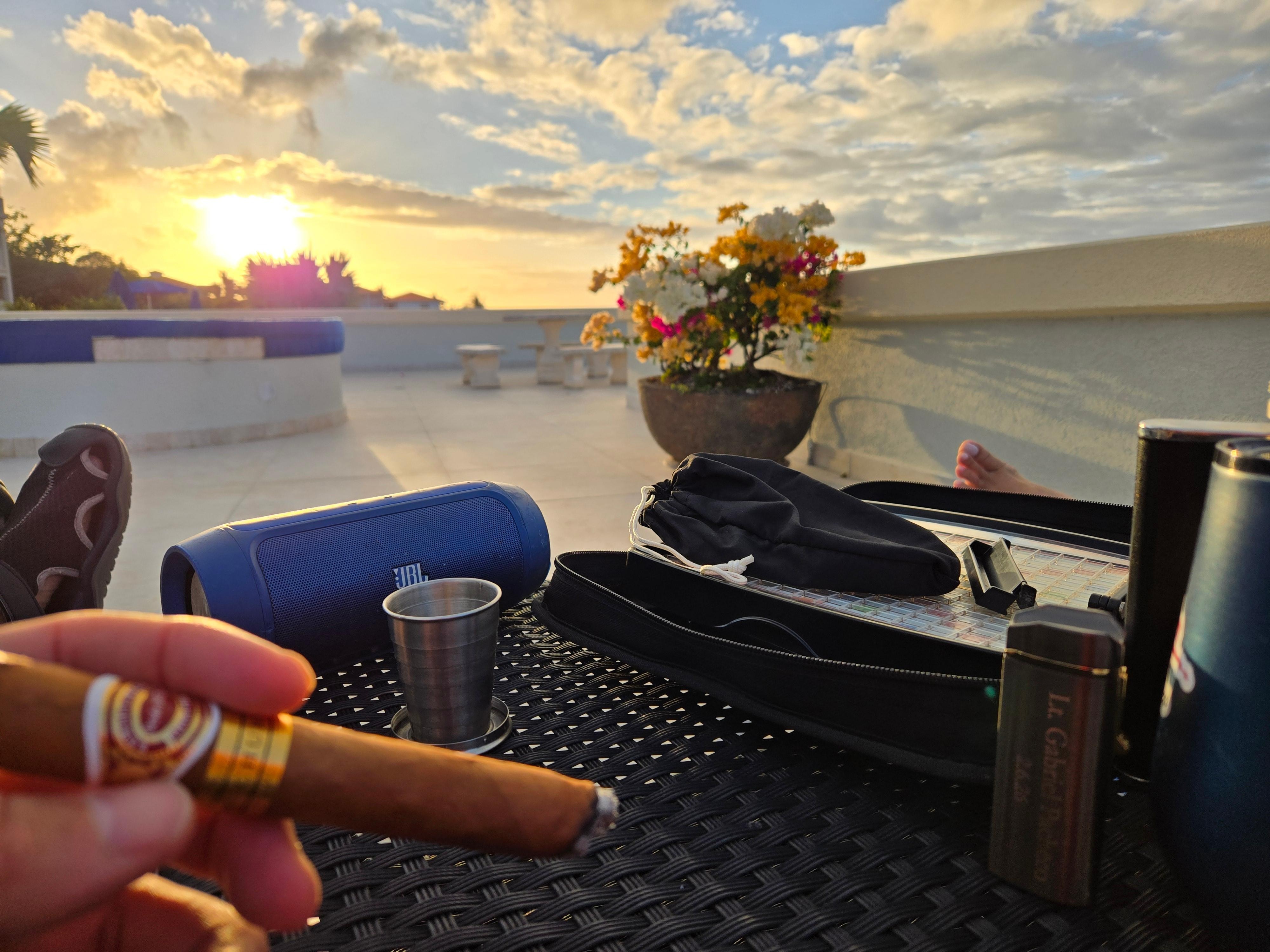 Ample seating with umbrellas.