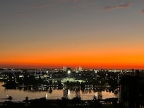 Beautiful sunset with a stunning view all the way to the ocean.