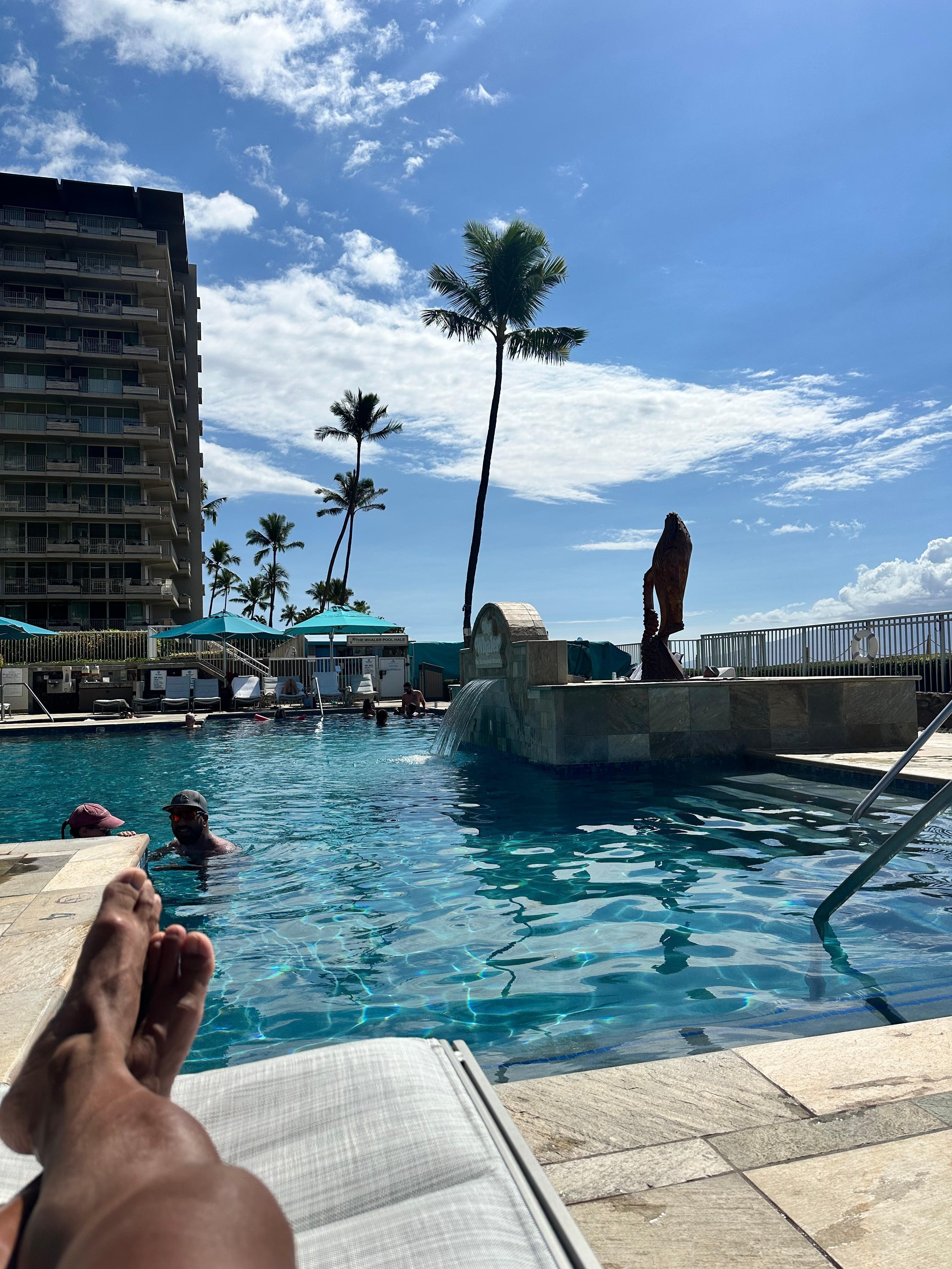 Lounging at the pool.