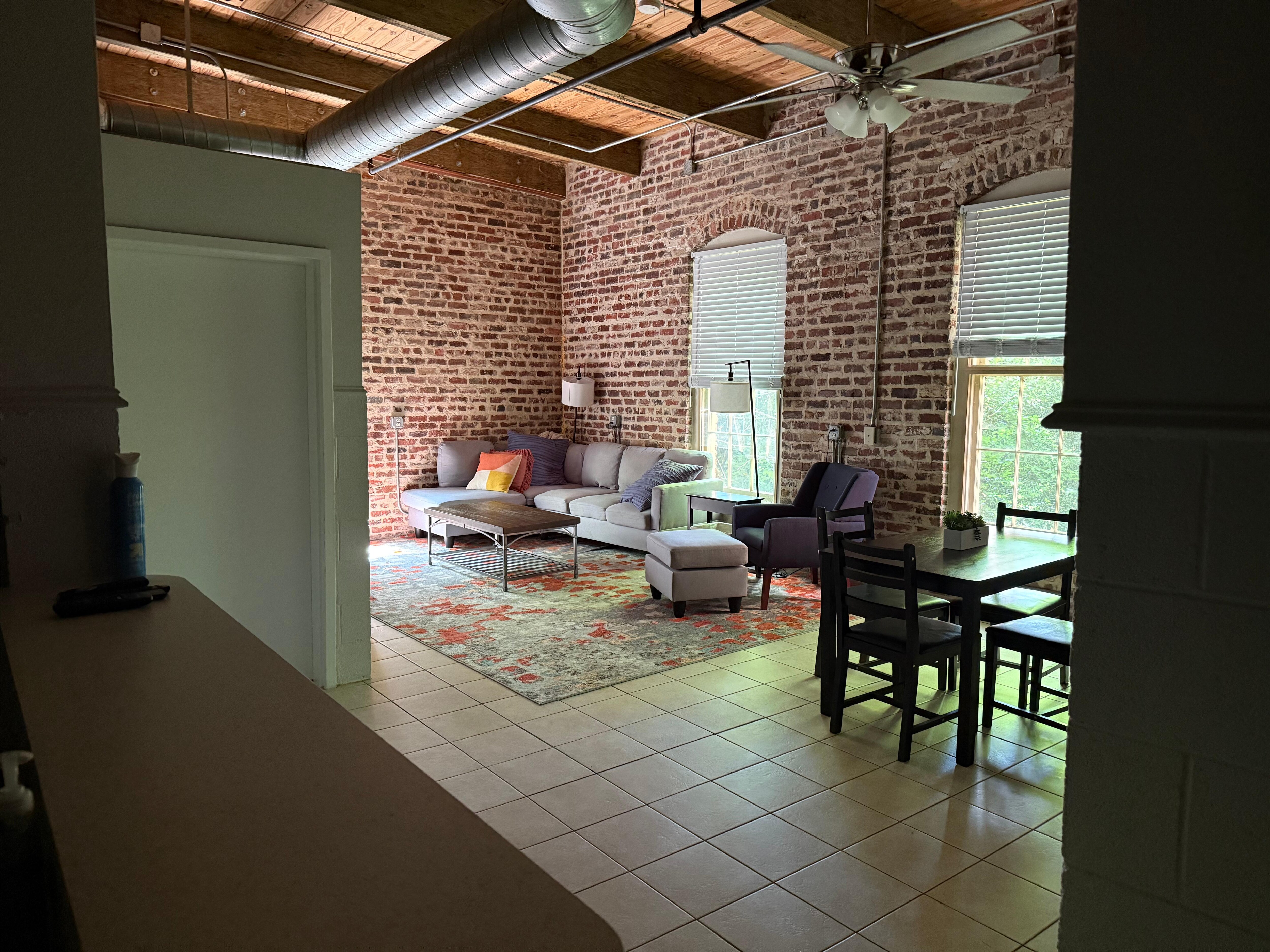 It’s a beautiful space with high ceilings. 