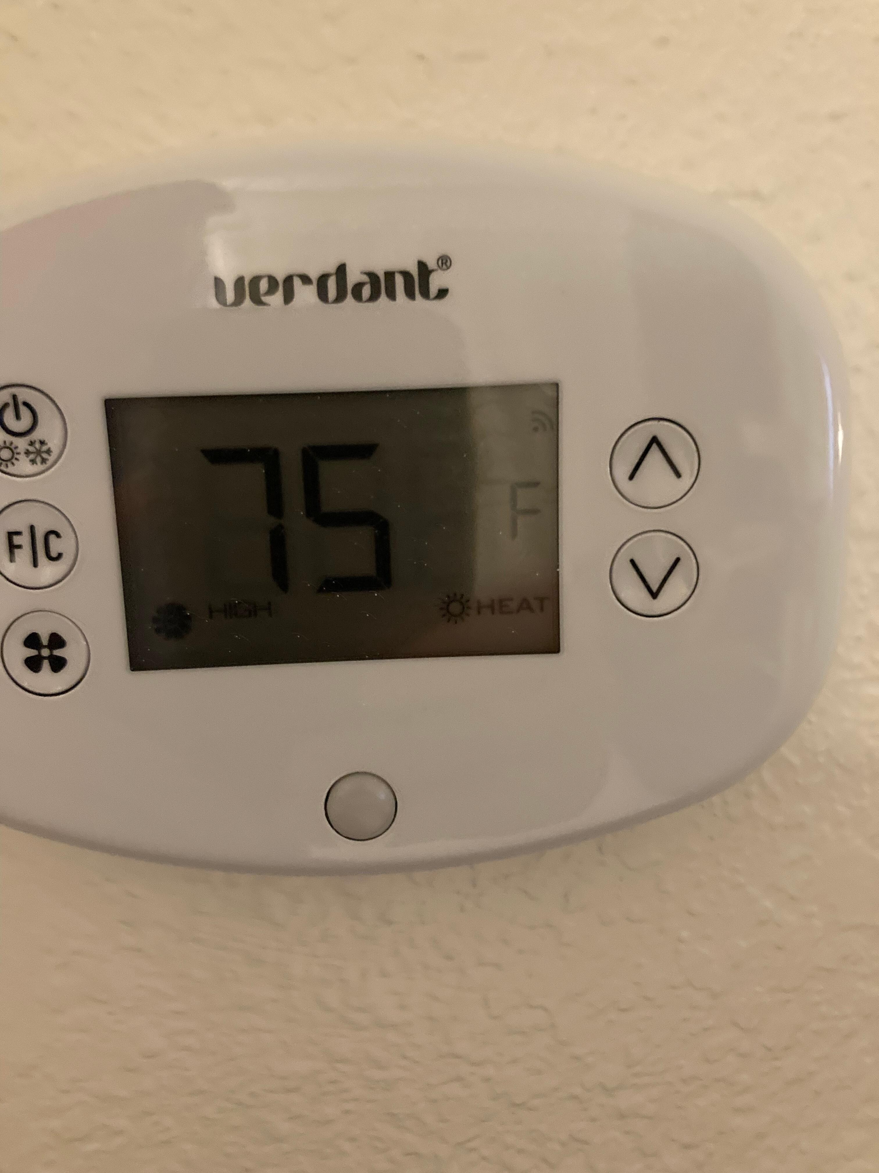 wall thermostat... set to HEAT and can't change.. Not sure it even works.