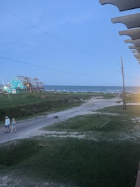 Evening view from the porch. I did not zoom in. This is actual. Delightfully close. Footwear recommended for how hot it gets and those with soft feet!