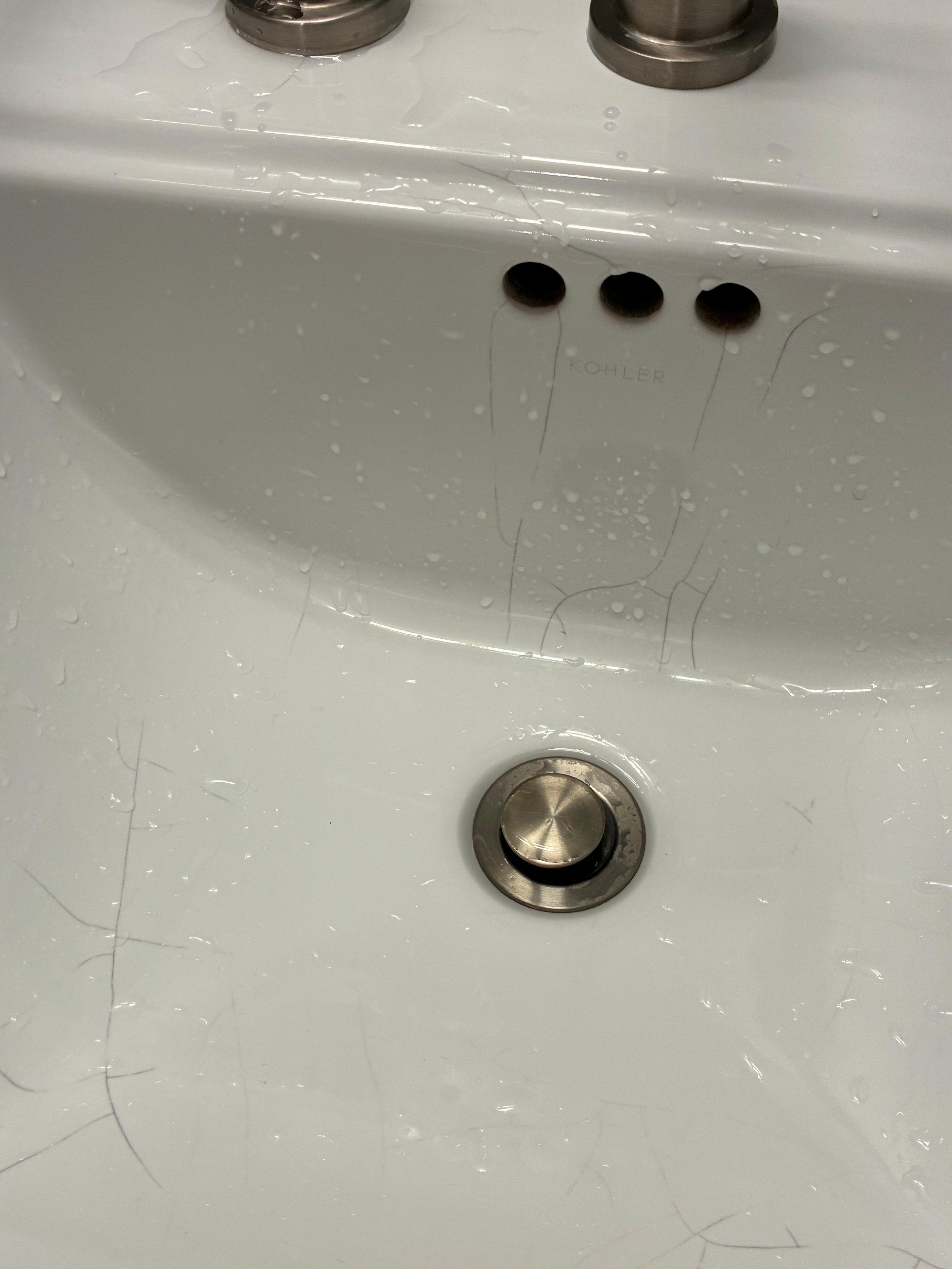 Sink is all cracked.