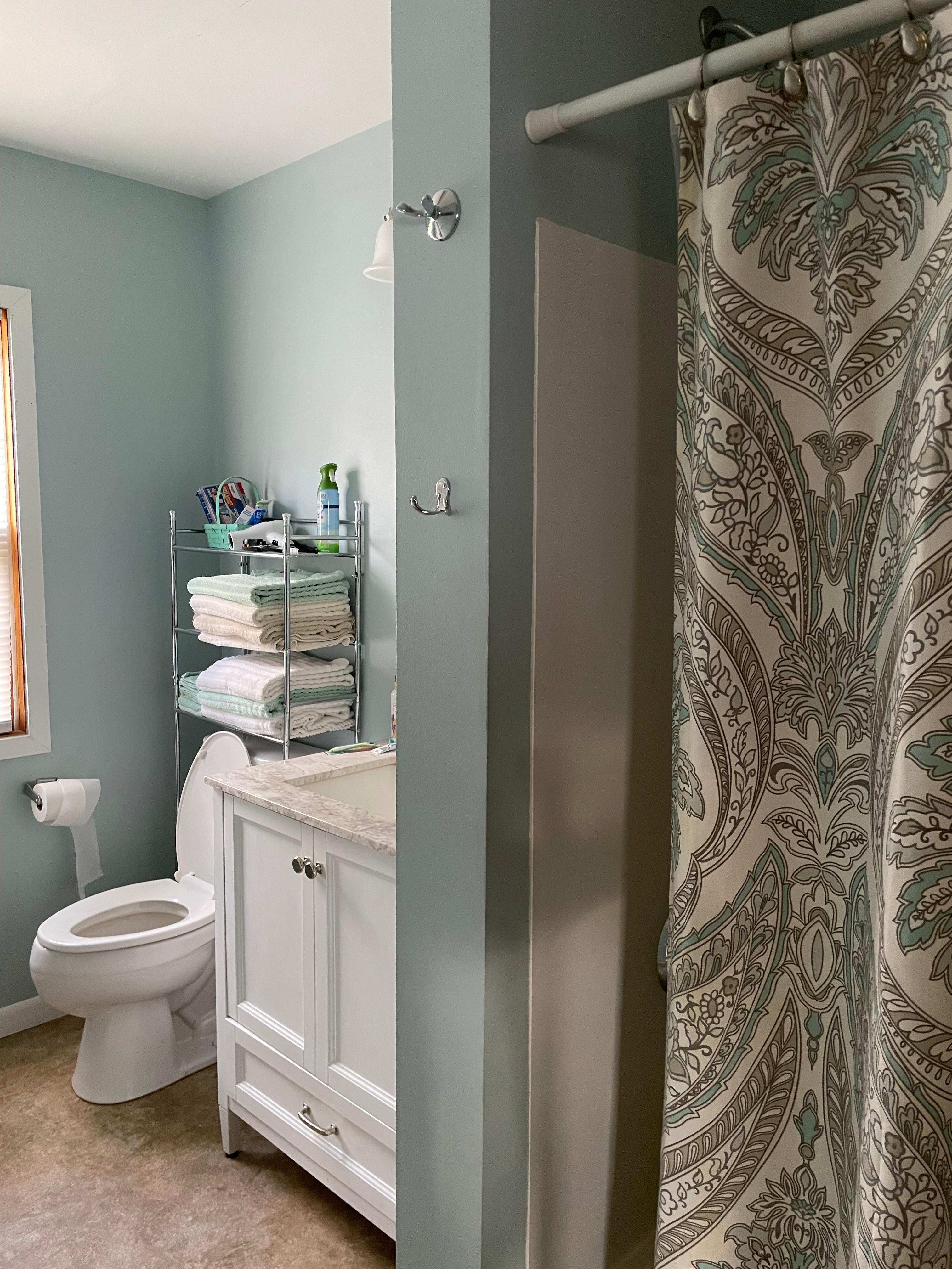 Clean and remodeled lower bath with tub/shower