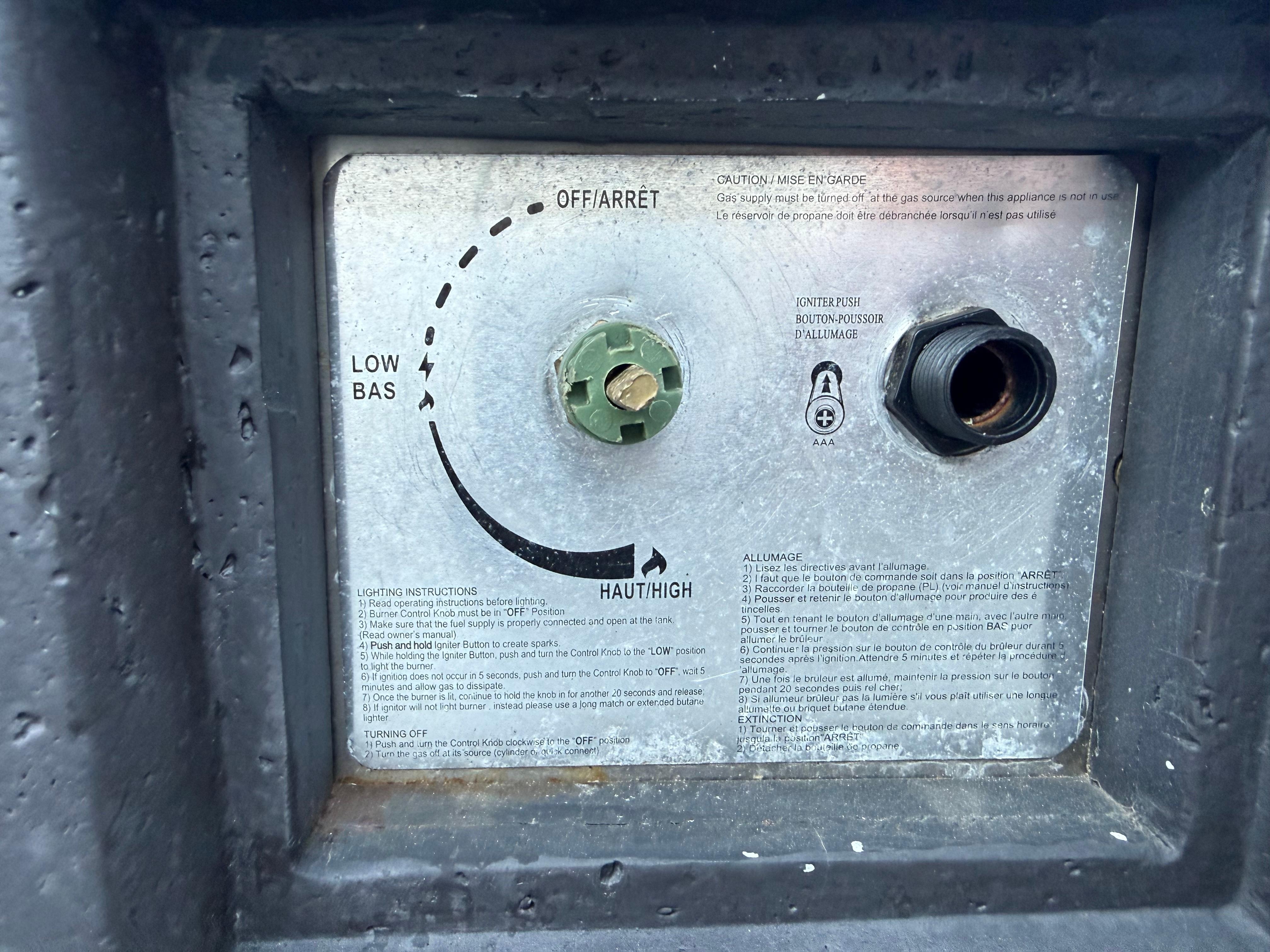 No ignition for fire pit.