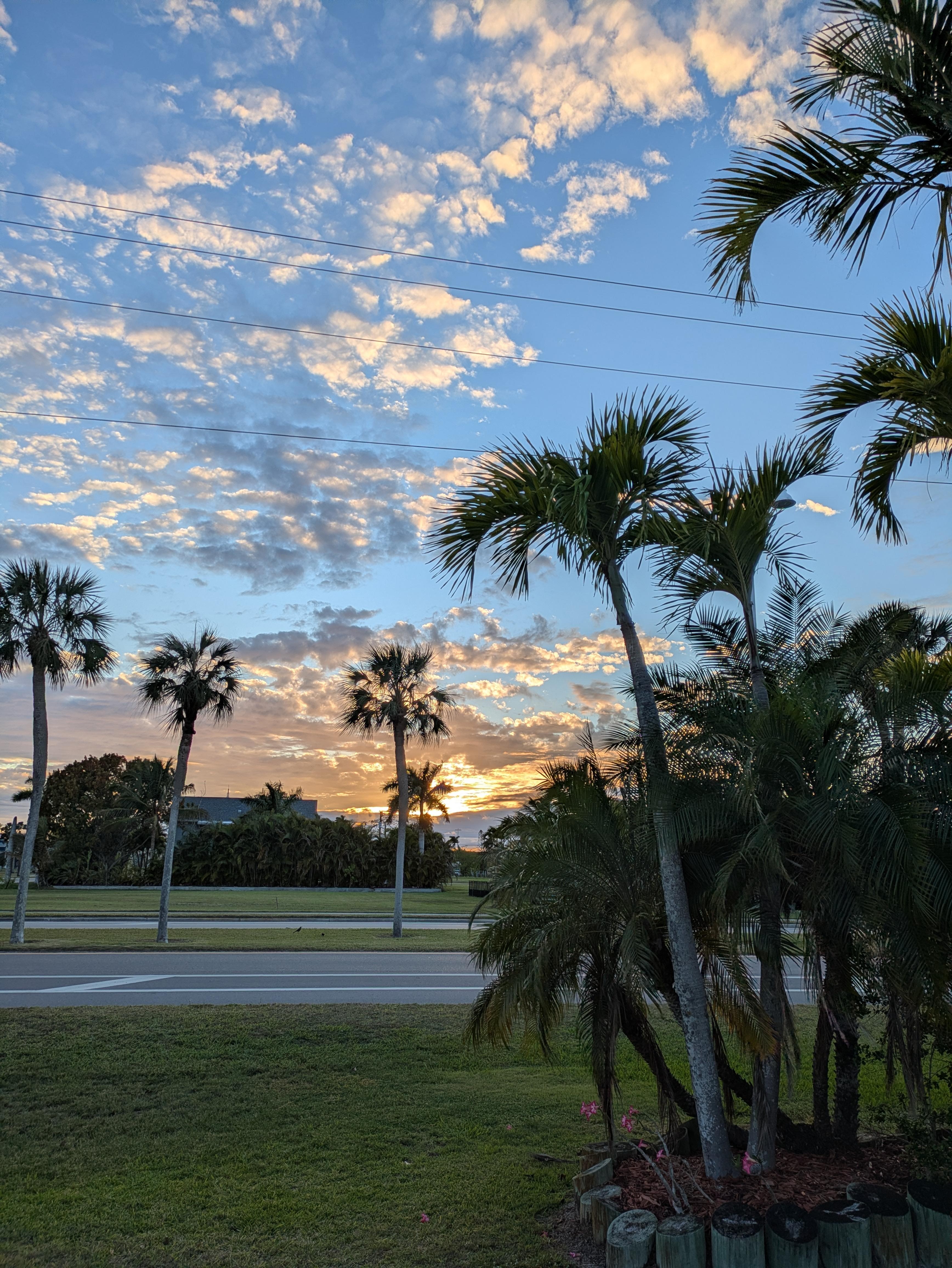 Sunset in front of house 