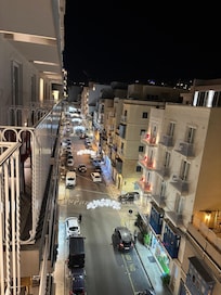 View from our room at night, great soundproofing from the patio too