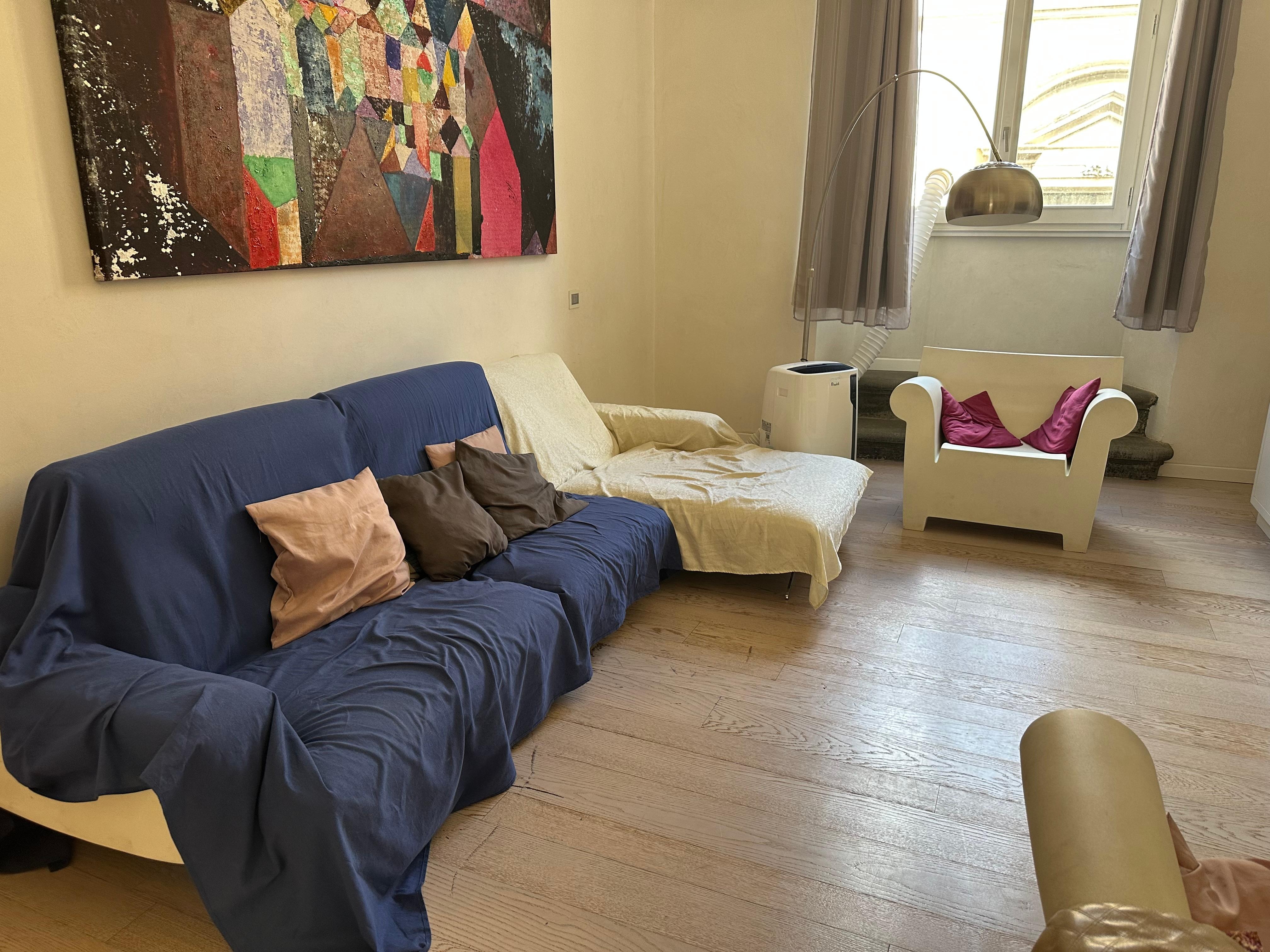 Blanket on couch because white couch was very dirty -