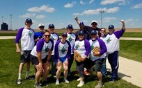Team Rocky Mountain after winning the semifinal game at the 2nd annual Wanna Have A Catch Day Softball Tournament to promote living organ donation.