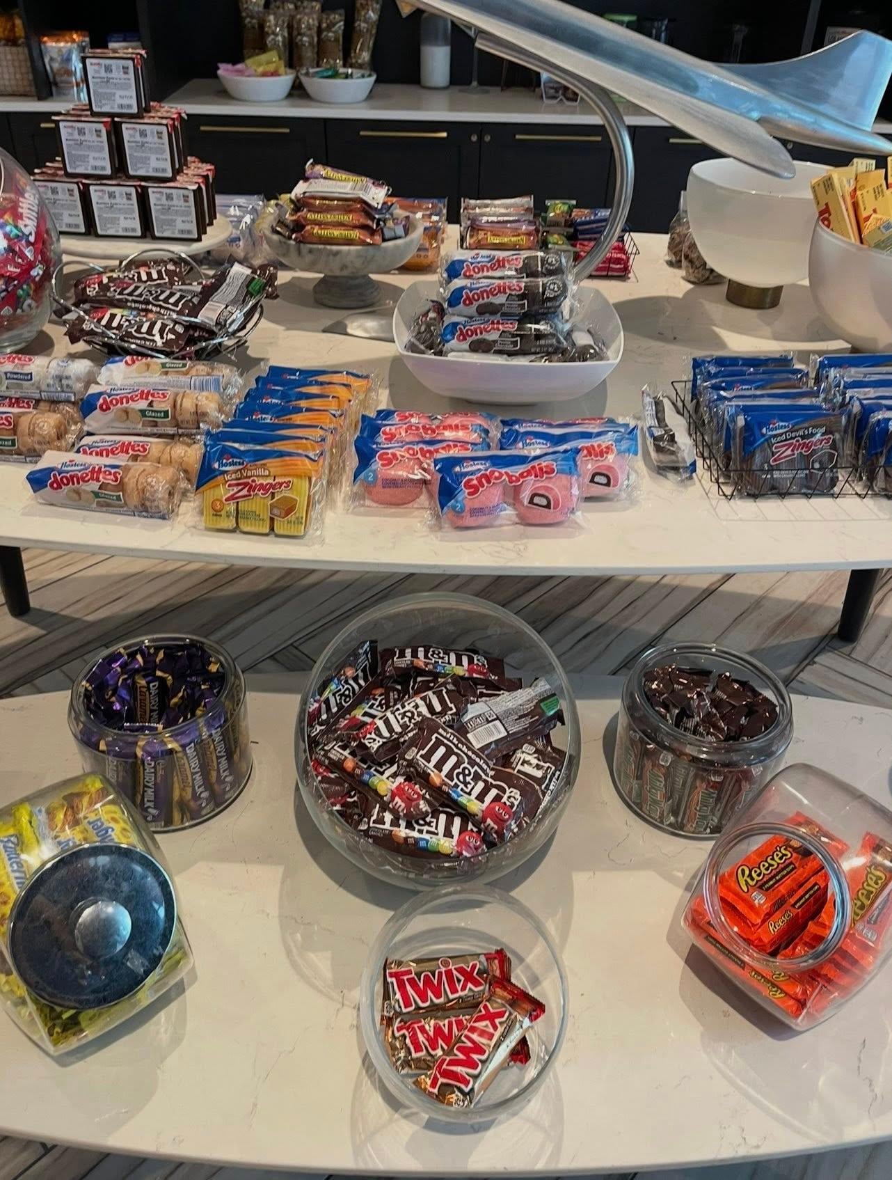 Snacks galore with plenty of choices at the store on the 1st floor at Homewood Suites Hilton LAX. November 2025