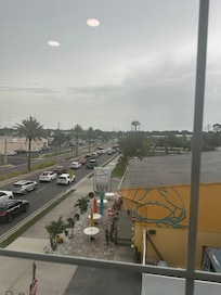 View from outside of the hotel lobby