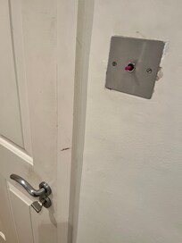Filthy door and missing light switch