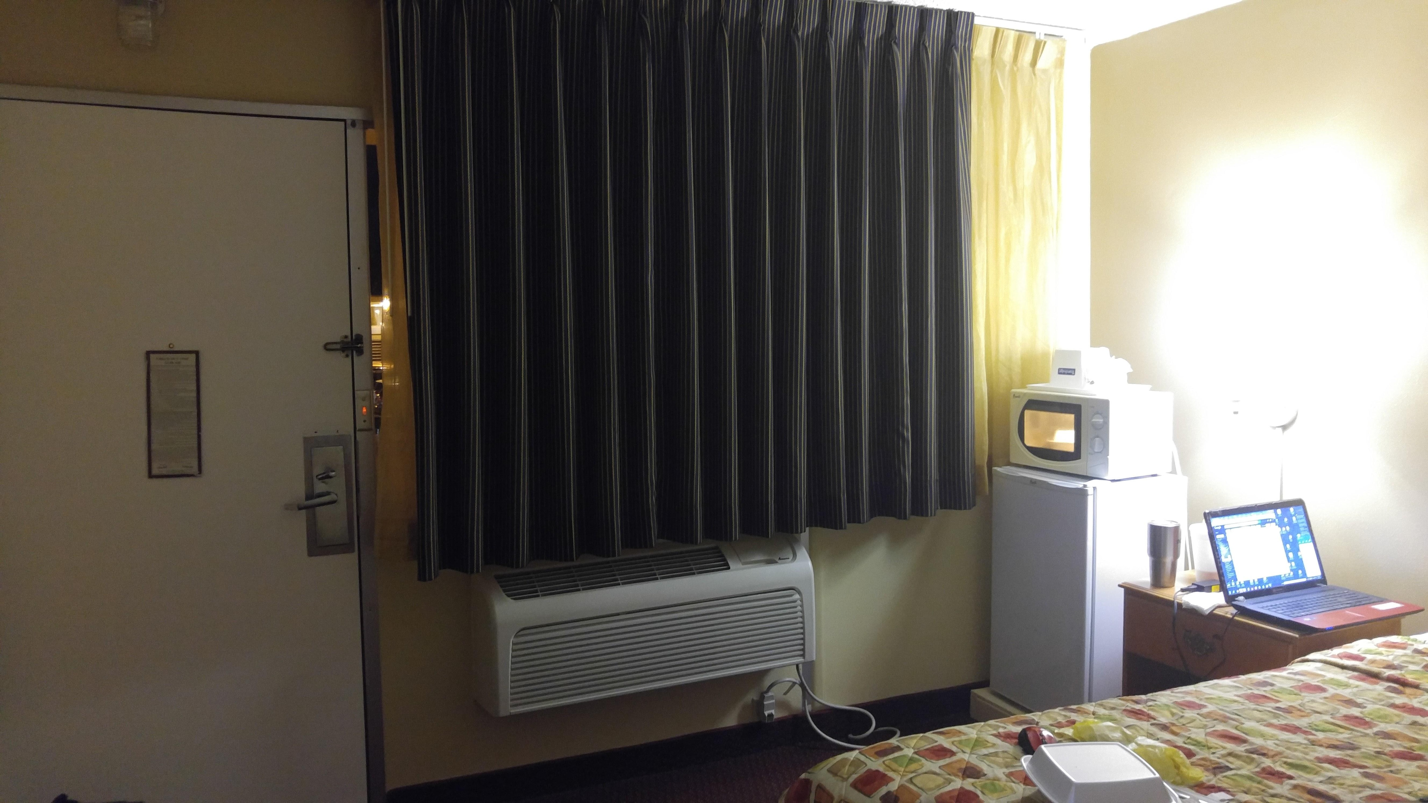 Where's the flat screen and the desk?