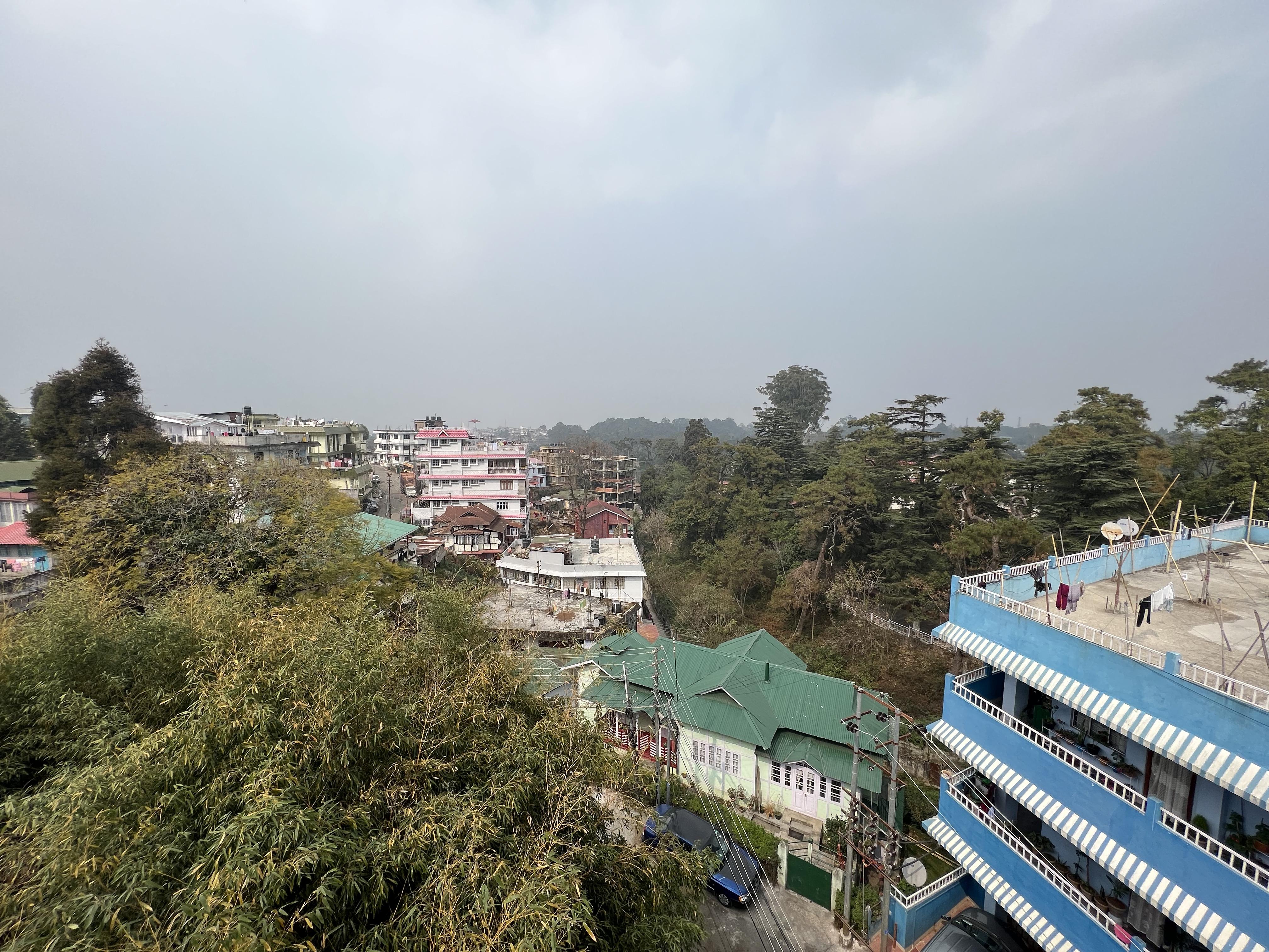 The stunning scenery of Shillong from the top floor of the hotel.