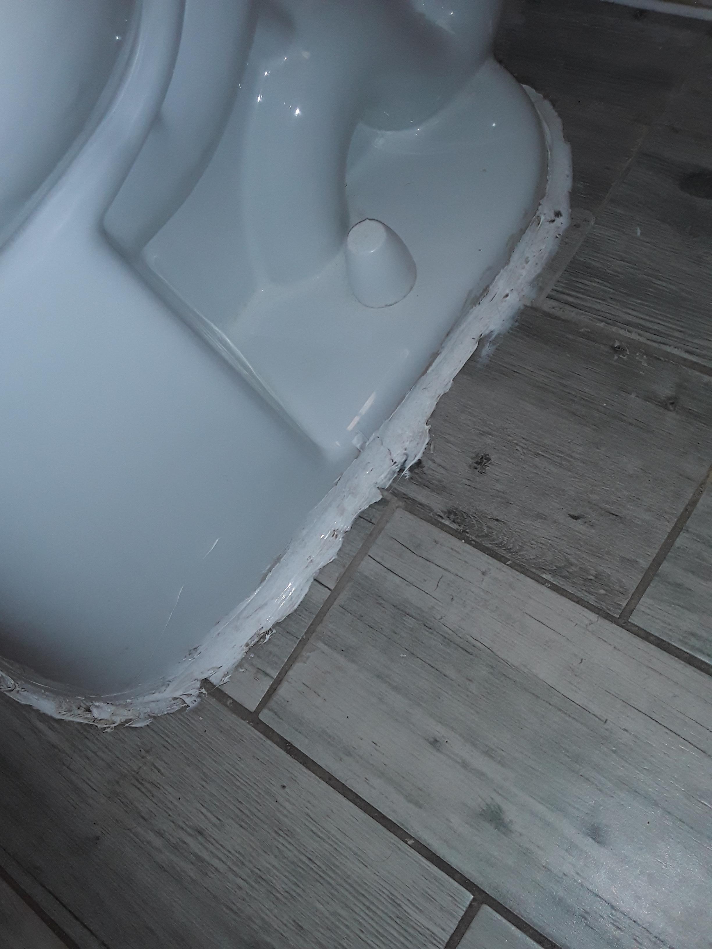 Caulk around the bottom of the toilet, most likely to cover up a leak.