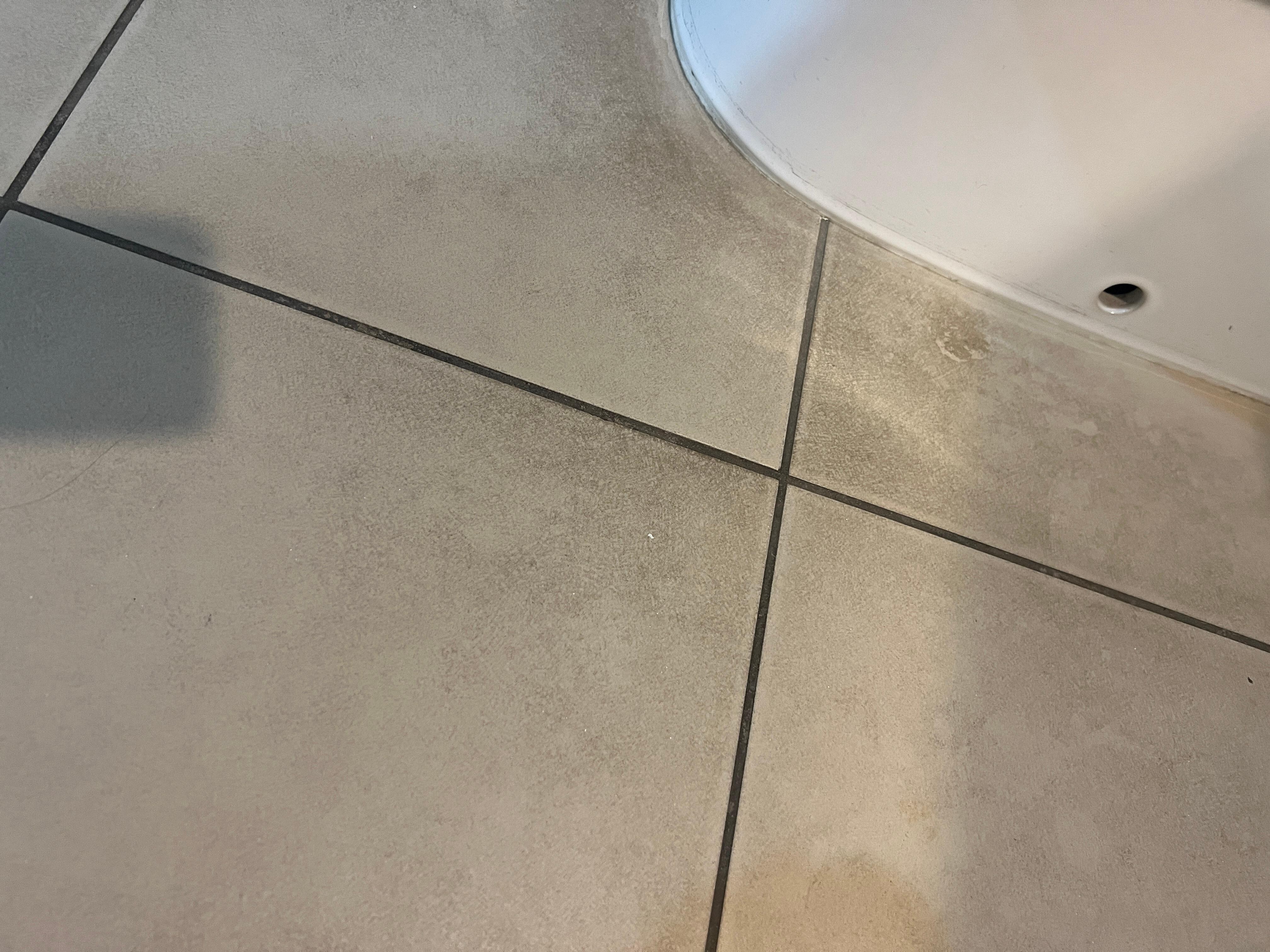 Every part of the bathroom dirt eaten into the floor