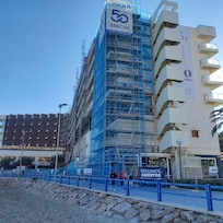 Scaffolding on The Level on 29th December 2023.