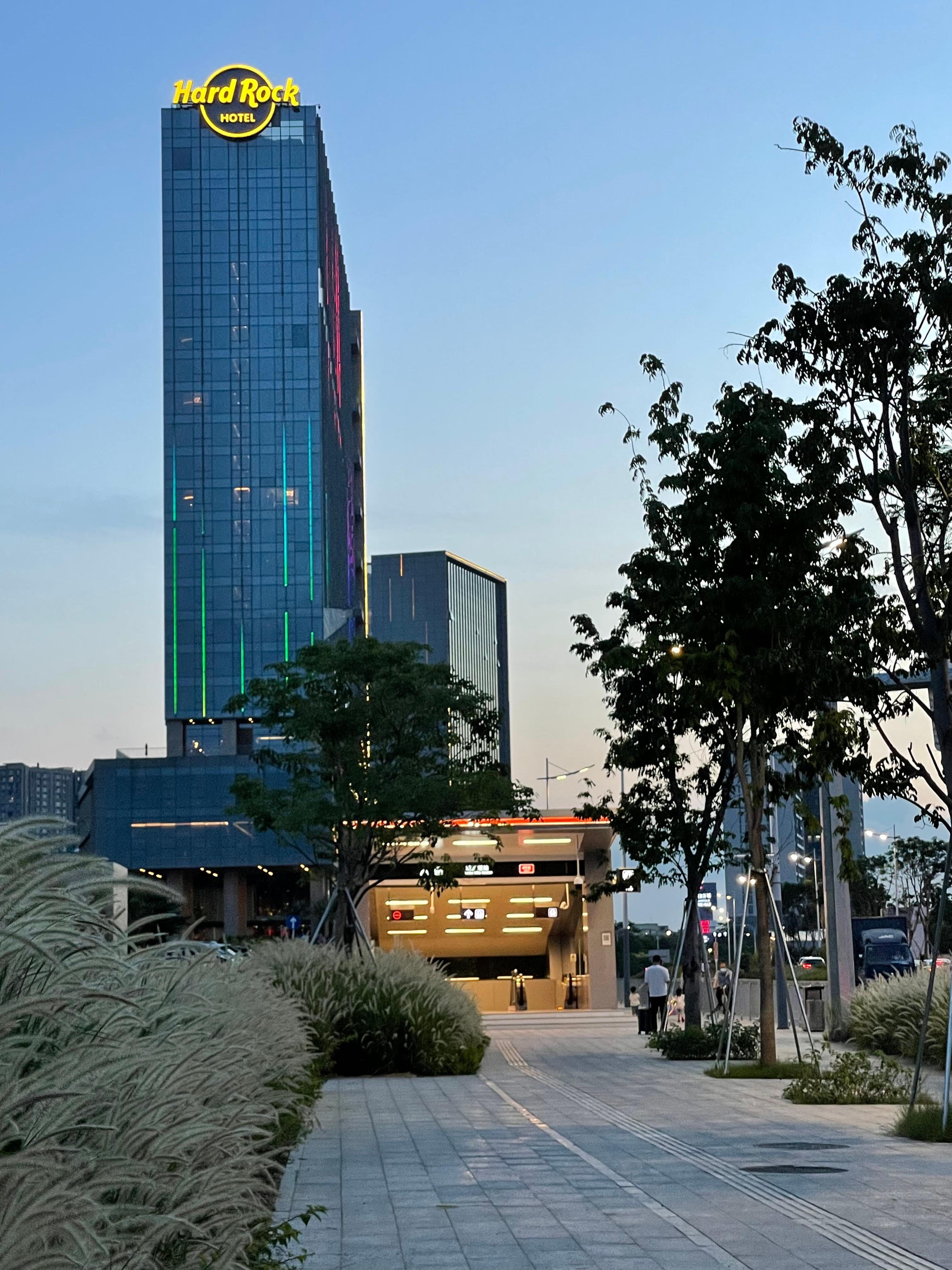 Looking towards hotel from metro station 