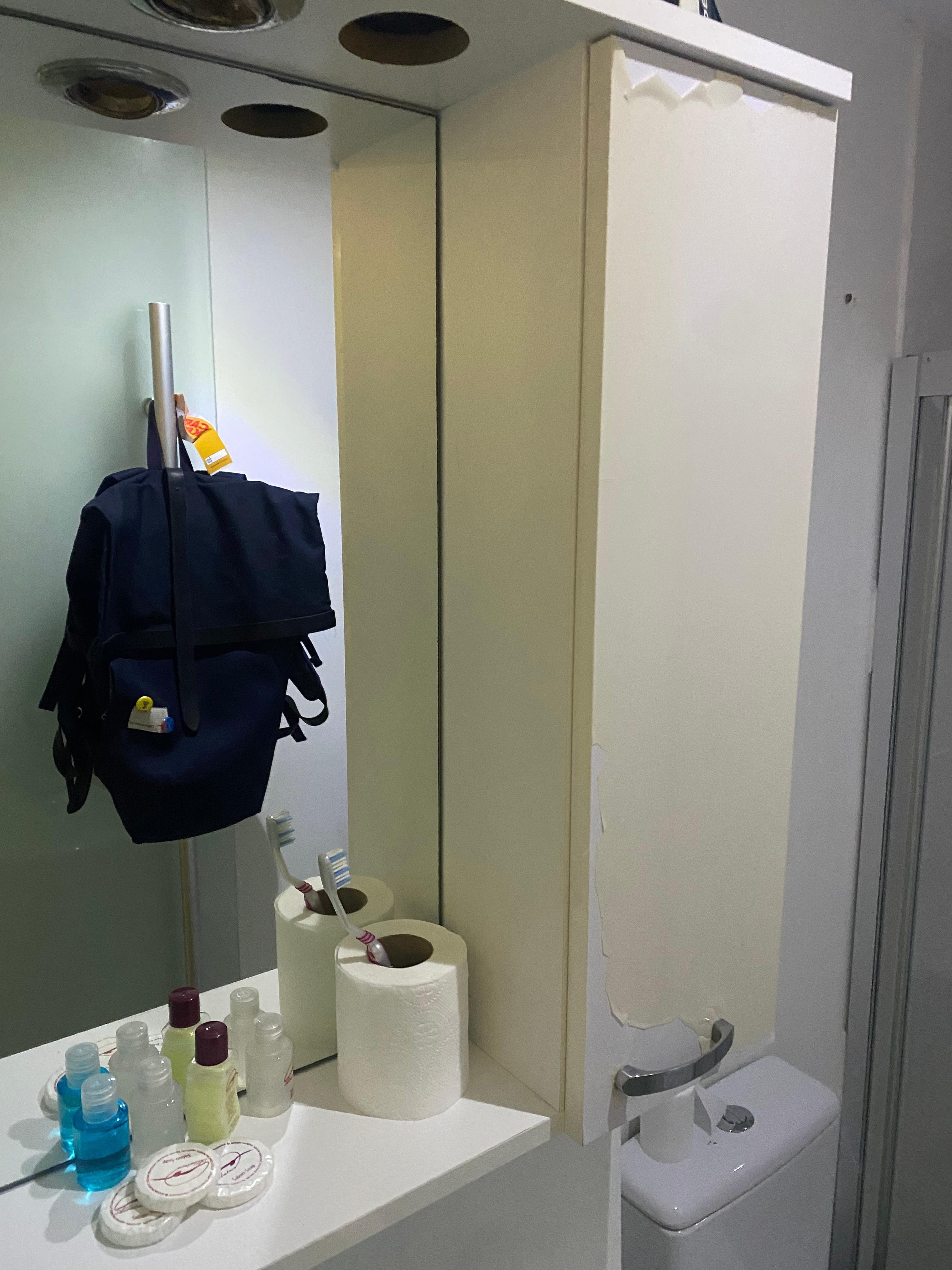 The bathroom cabinet