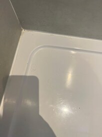 Hair filled shower when we arrived