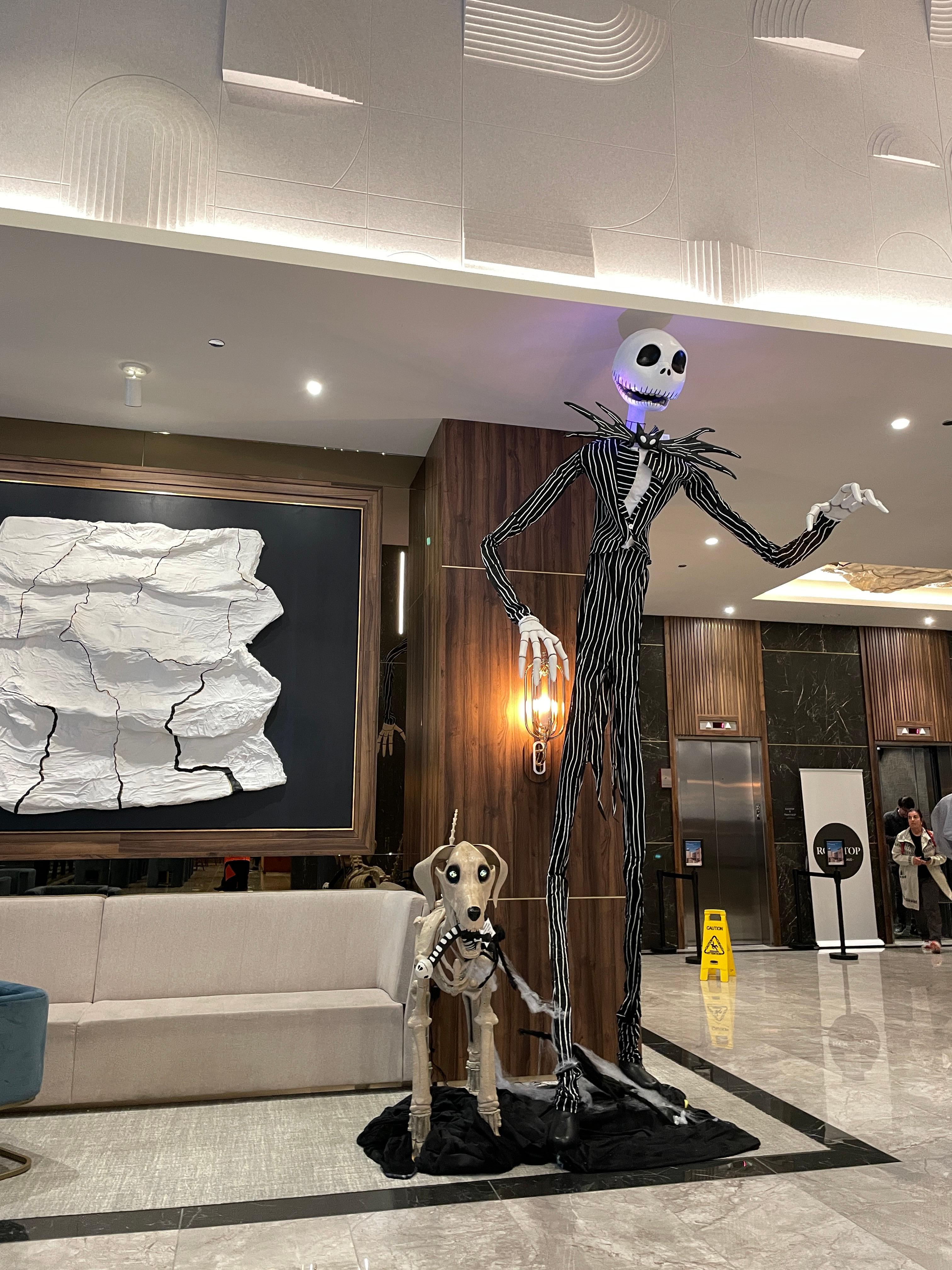 The lobby at Halloween