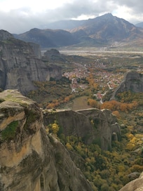Looking down over Kastraki from Great Meteoron Monastery