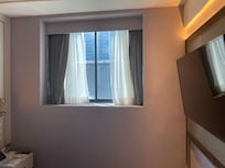 Utsikt fra soverommet. Ellers var det ingen utsikt i det hele tatt