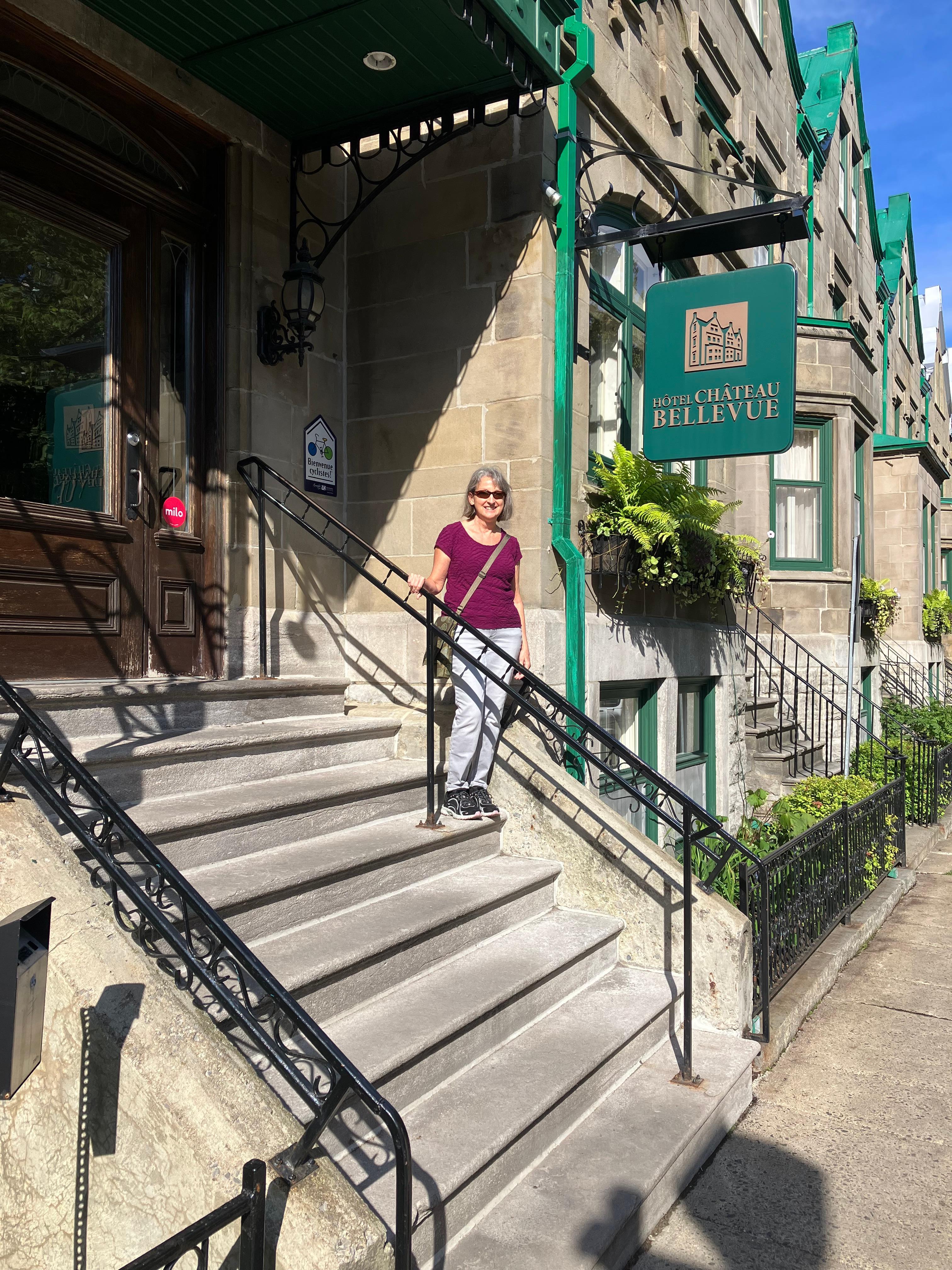 Front steps of the Hotel Chateau Bellevue.